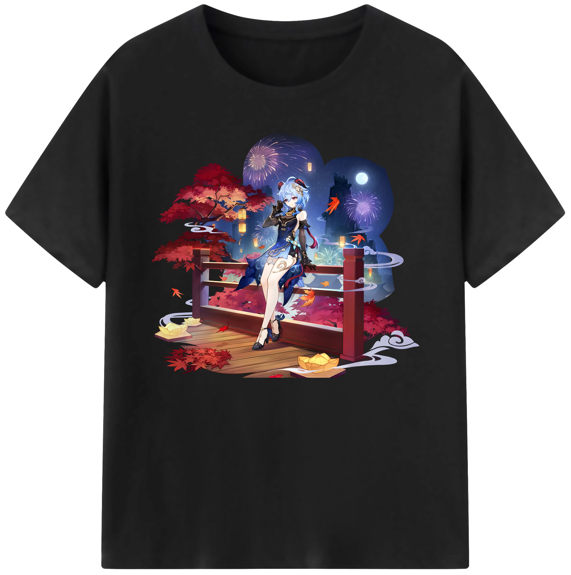 げんし神 甘雨 かんう genshin Ganyu 綿100％ メンズ半袖Tシャツ｜肌触りやわらか＆通気性