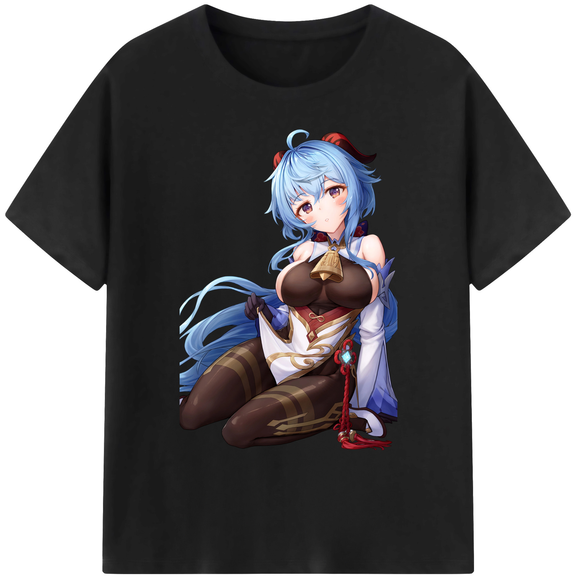 げんし神 甘雨 かんう genshin Ganyu 綿100％ メンズ半袖Tシャツ｜肌触りやわらか＆通気性