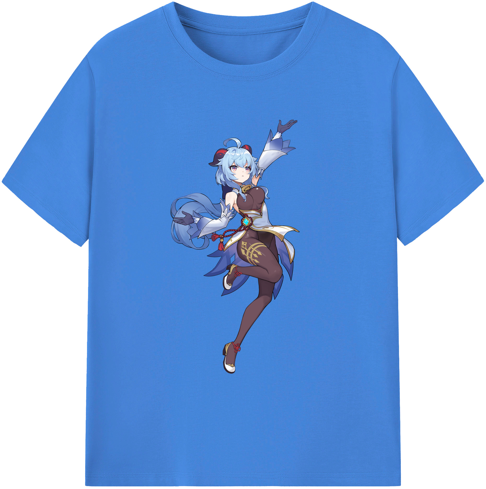 げんし神 甘雨 かんう genshin Ganyu 綿100％ メンズ半袖Tシャツ｜肌触りやわらか＆通気性