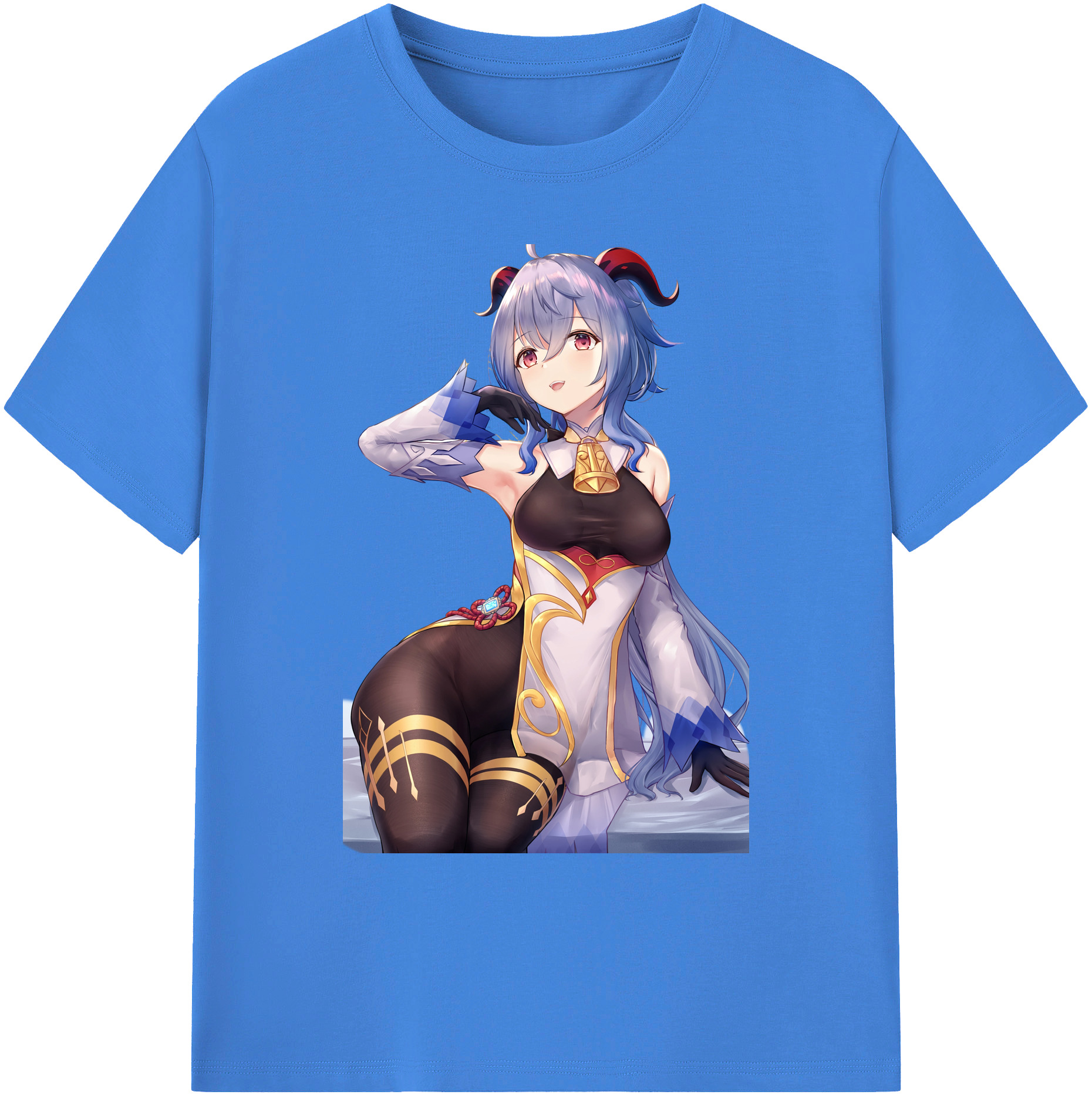 げんし神 甘雨 かんう genshin Ganyu 綿100％ メンズ半袖Tシャツ｜肌触りやわらか＆通気性