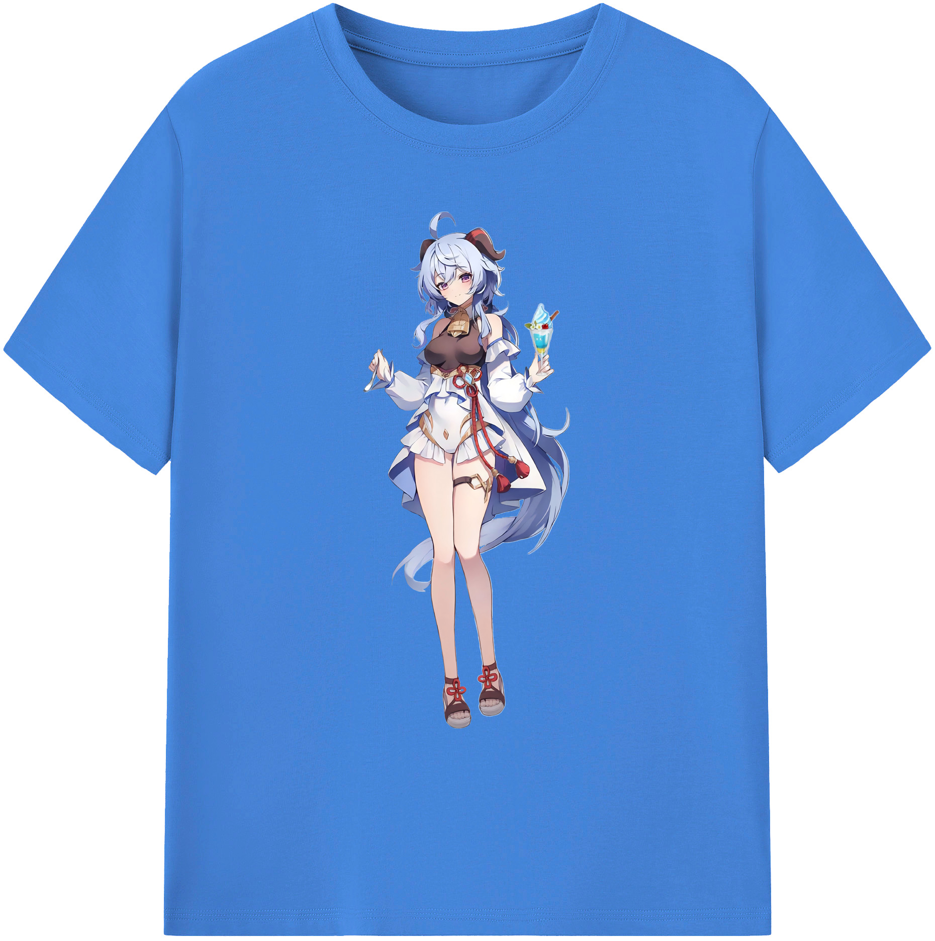 げんし神 甘雨 かんう genshin Ganyu 綿100％ メンズ半袖Tシャツ｜肌触りやわらか＆通気性