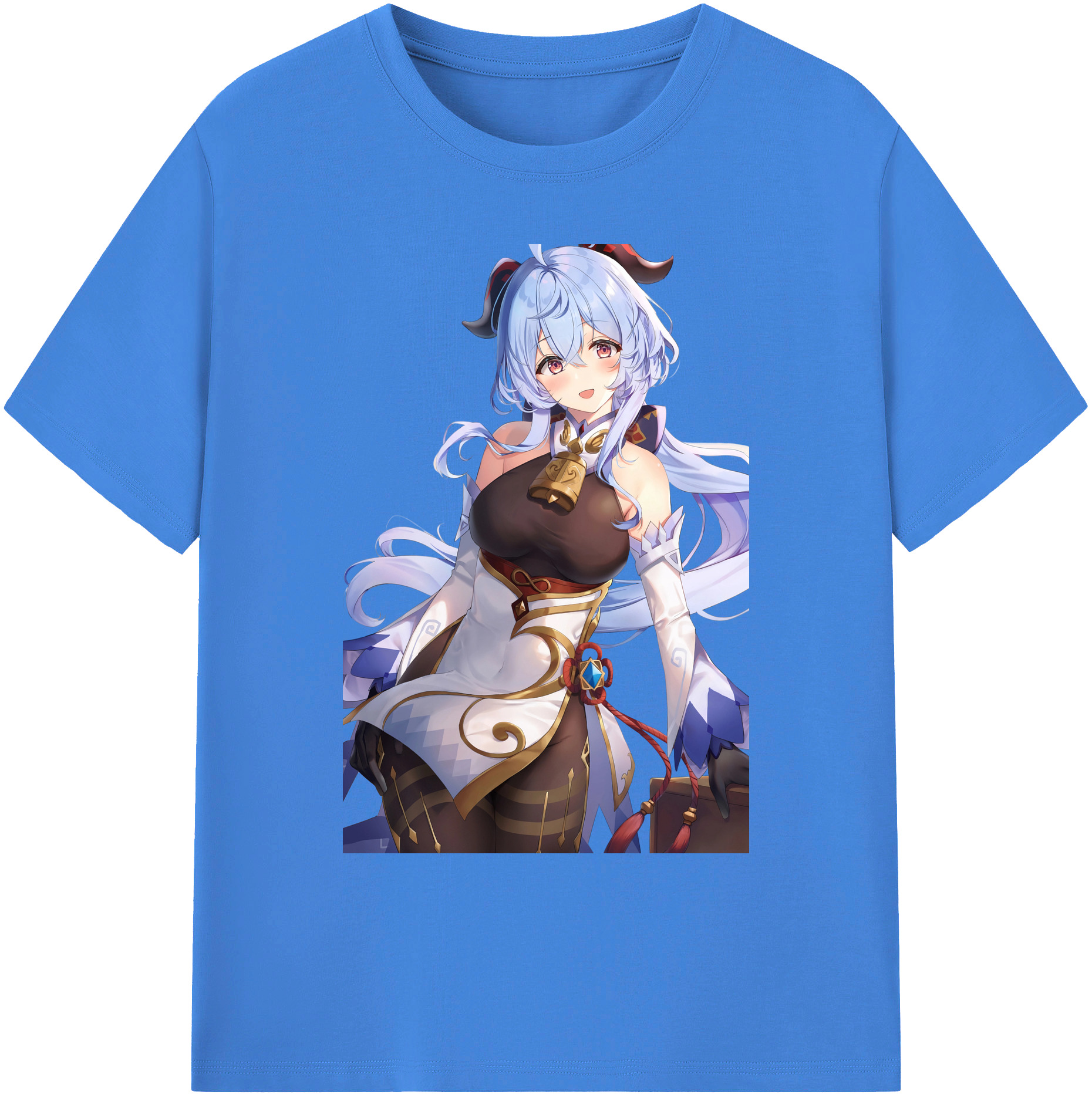 げんし神 甘雨 かんう genshin Ganyu 綿100％ メンズ半袖Tシャツ｜肌触りやわらか＆通気性