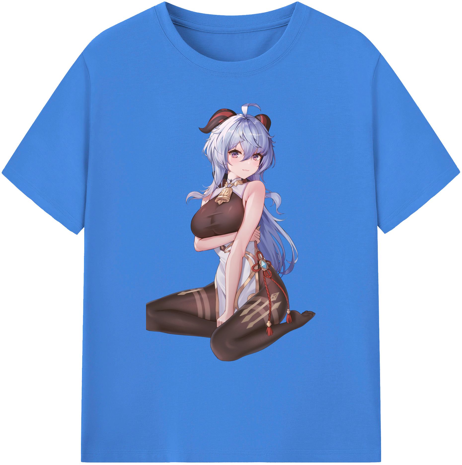 げんし神 甘雨 かんう genshin Ganyu 綿100％ メンズ半袖Tシャツ｜肌触りやわらか＆通気性