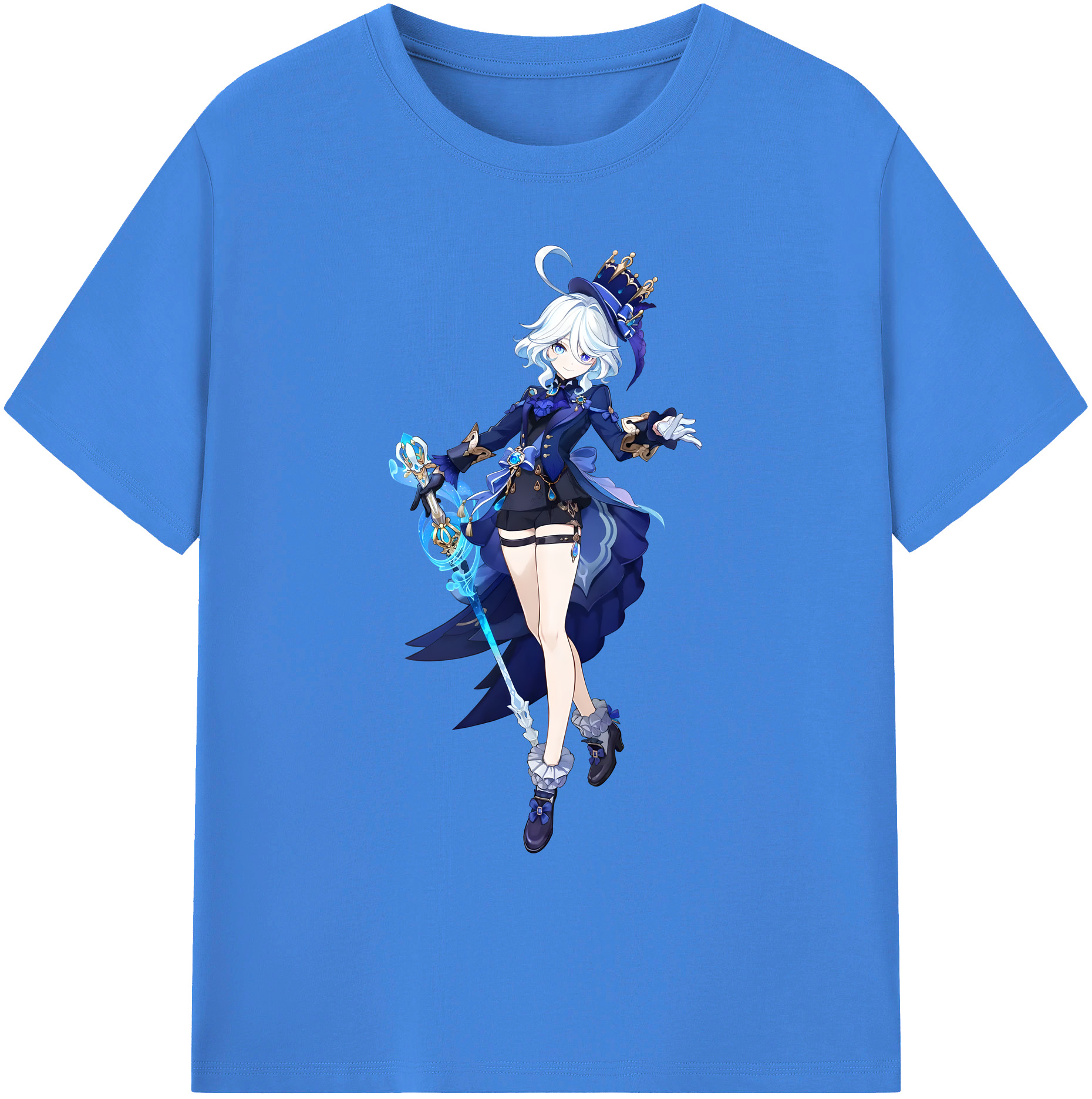 げんし神 フリーナ genshin Furina 綿100％ メンズ半袖Tシャツ｜肌触りやわらか＆通気性