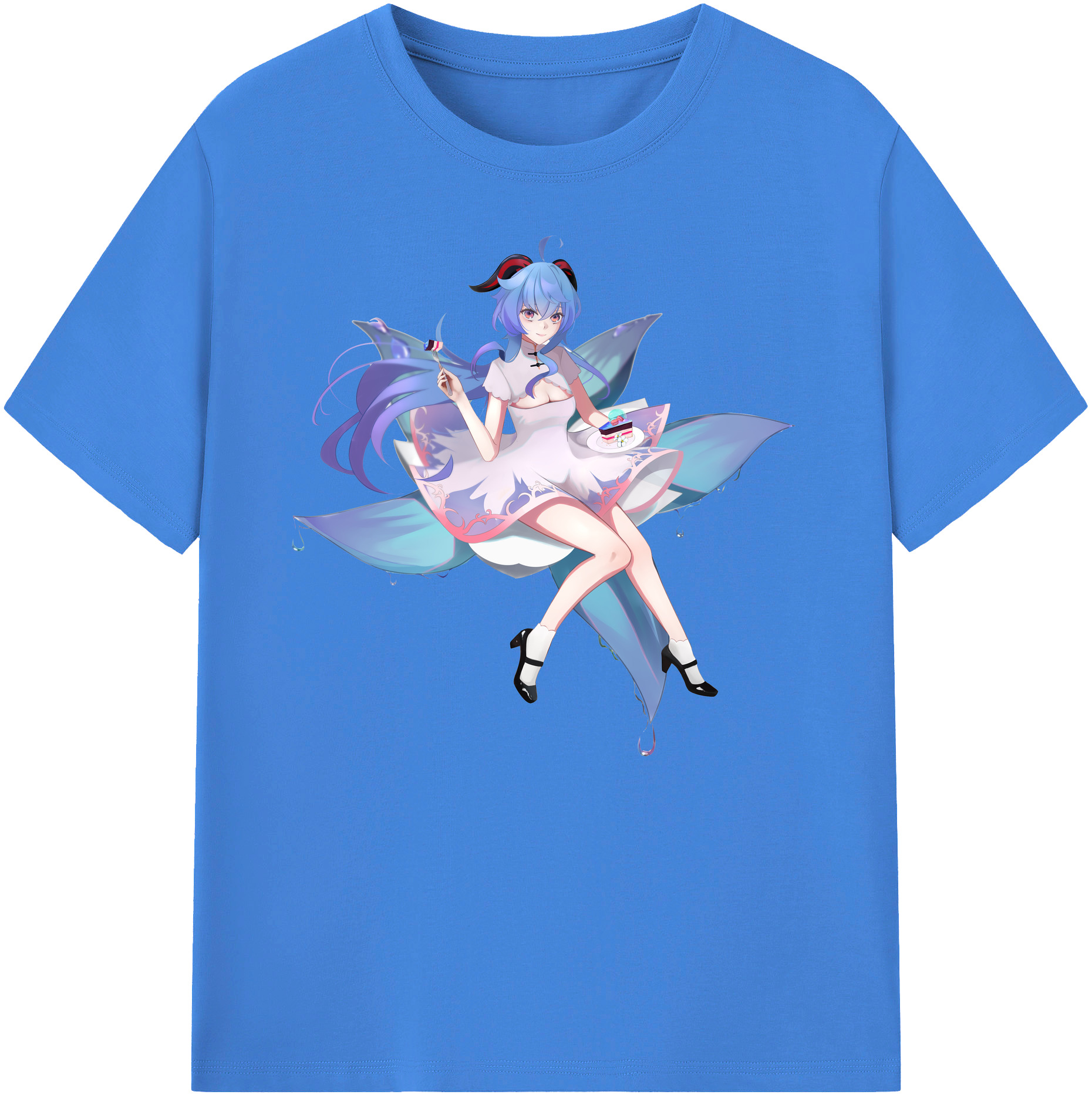げんし神 甘雨 かんう genshin Ganyu 綿100％ メンズ半袖Tシャツ｜肌触りやわらか＆通気性
