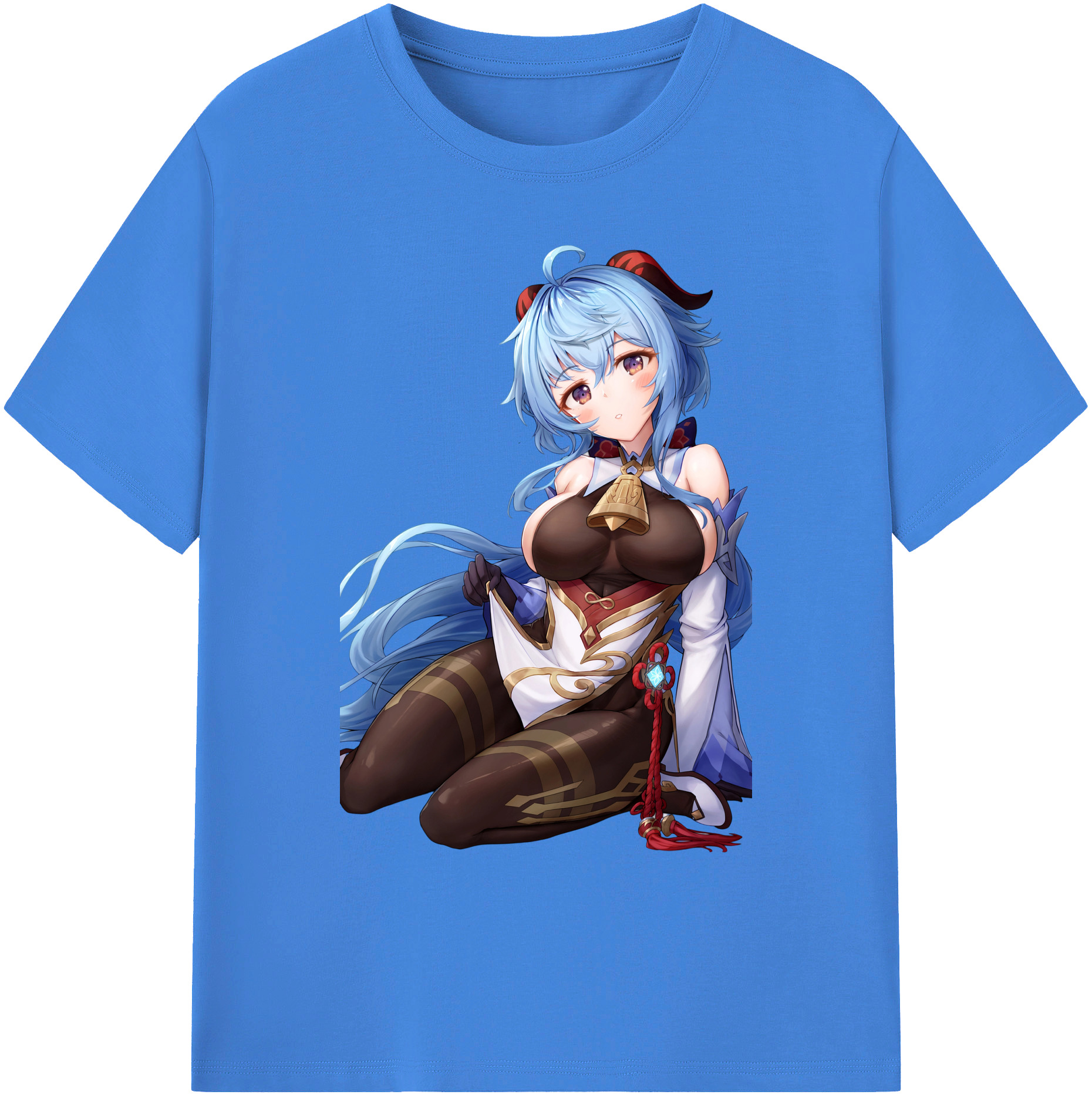 げんし神 甘雨 かんう genshin Ganyu 綿100％ メンズ半袖Tシャツ｜肌触りやわらか＆通気性
