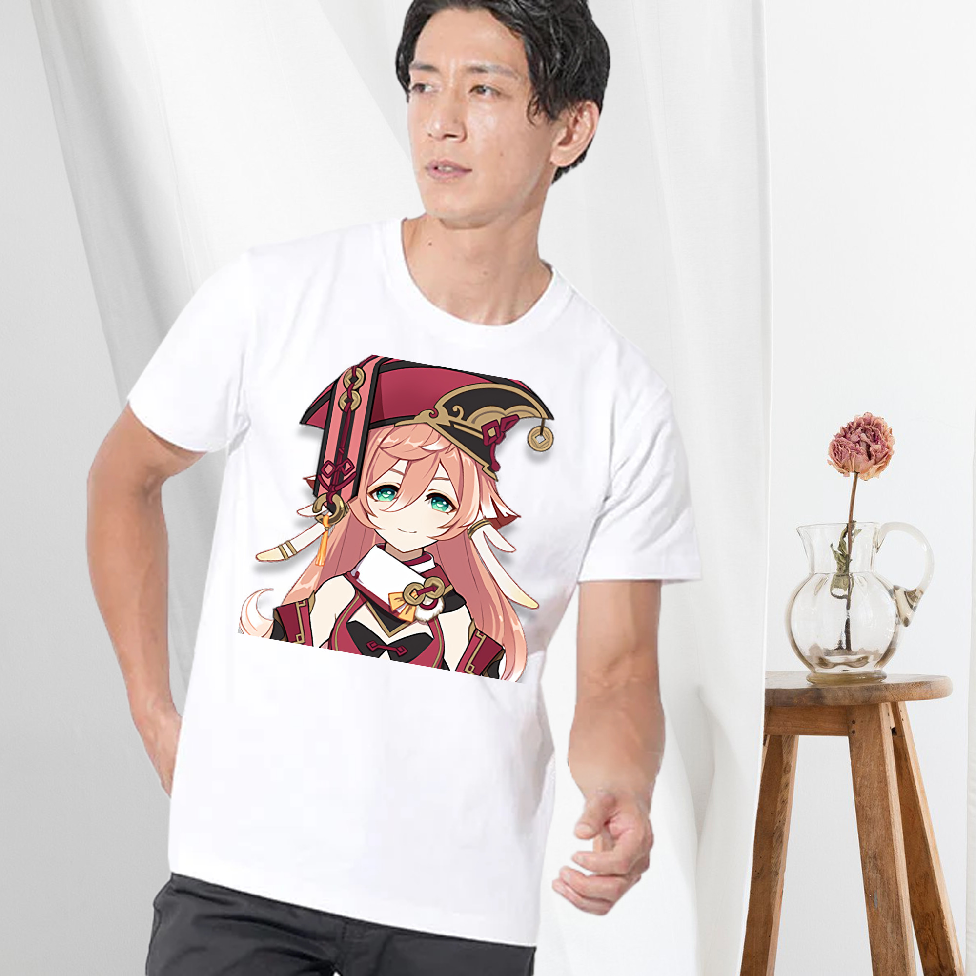 げんし神 ヤンフェイ genshin Yanfei 綿100％ メンズ半袖Tシャツ｜肌触りやわらか＆通気性