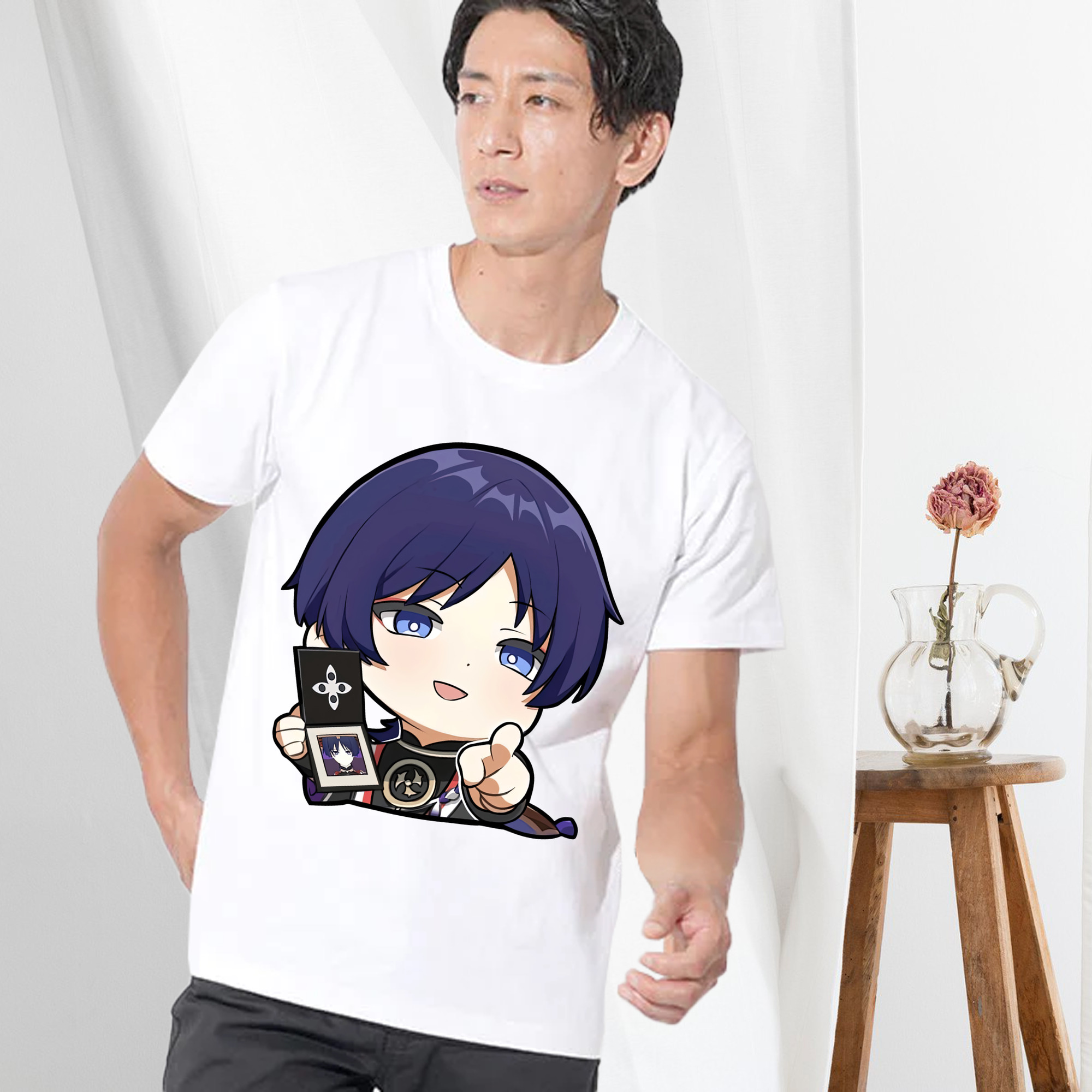 げんし神 さんペい genshin Sanpei 綿100％ メンズ半袖Tシャツ｜肌触りやわらか＆通気性