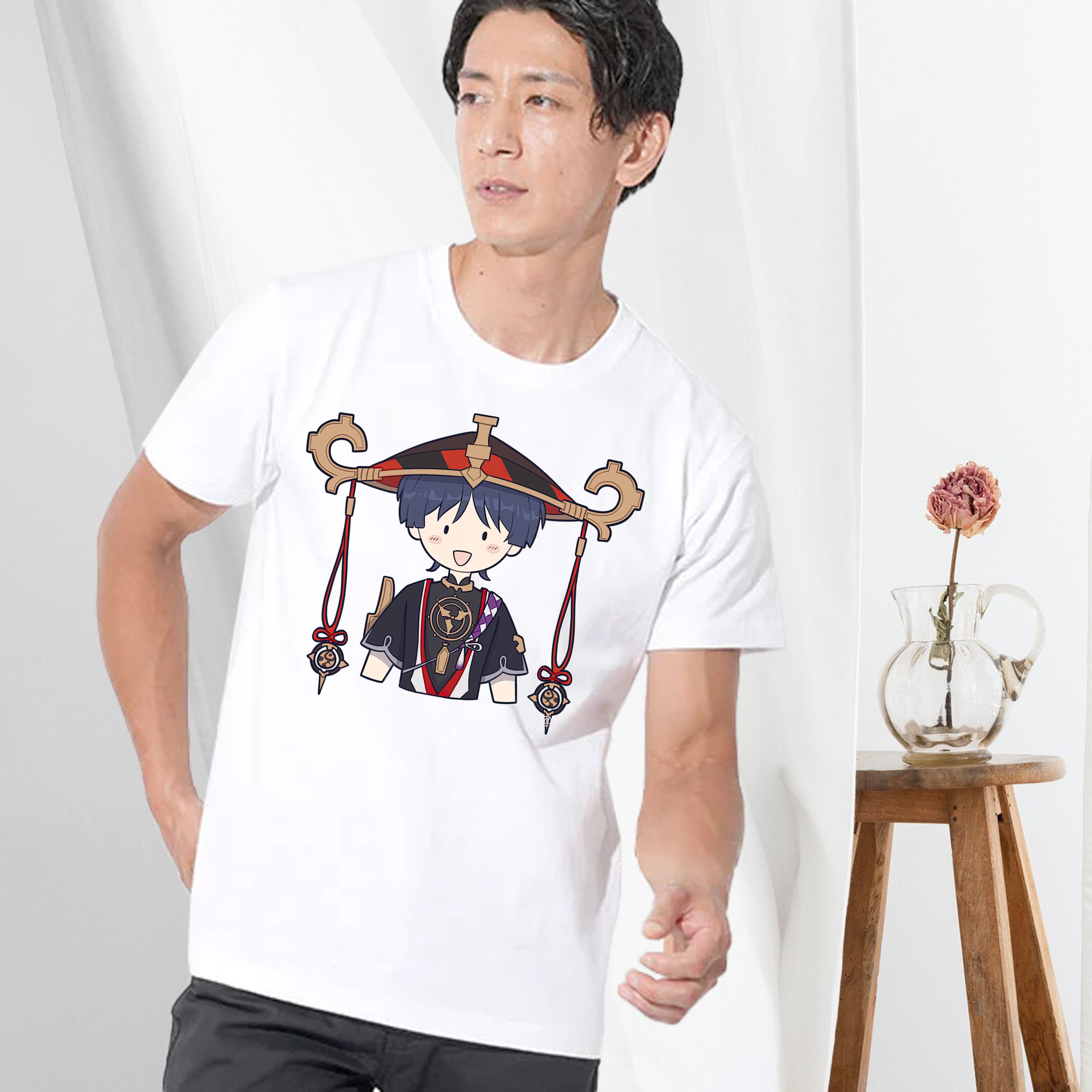 げんし神 さんペい genshin Sanpei 綿100％ メンズ半袖Tシャツ｜肌触りやわらか＆通気性