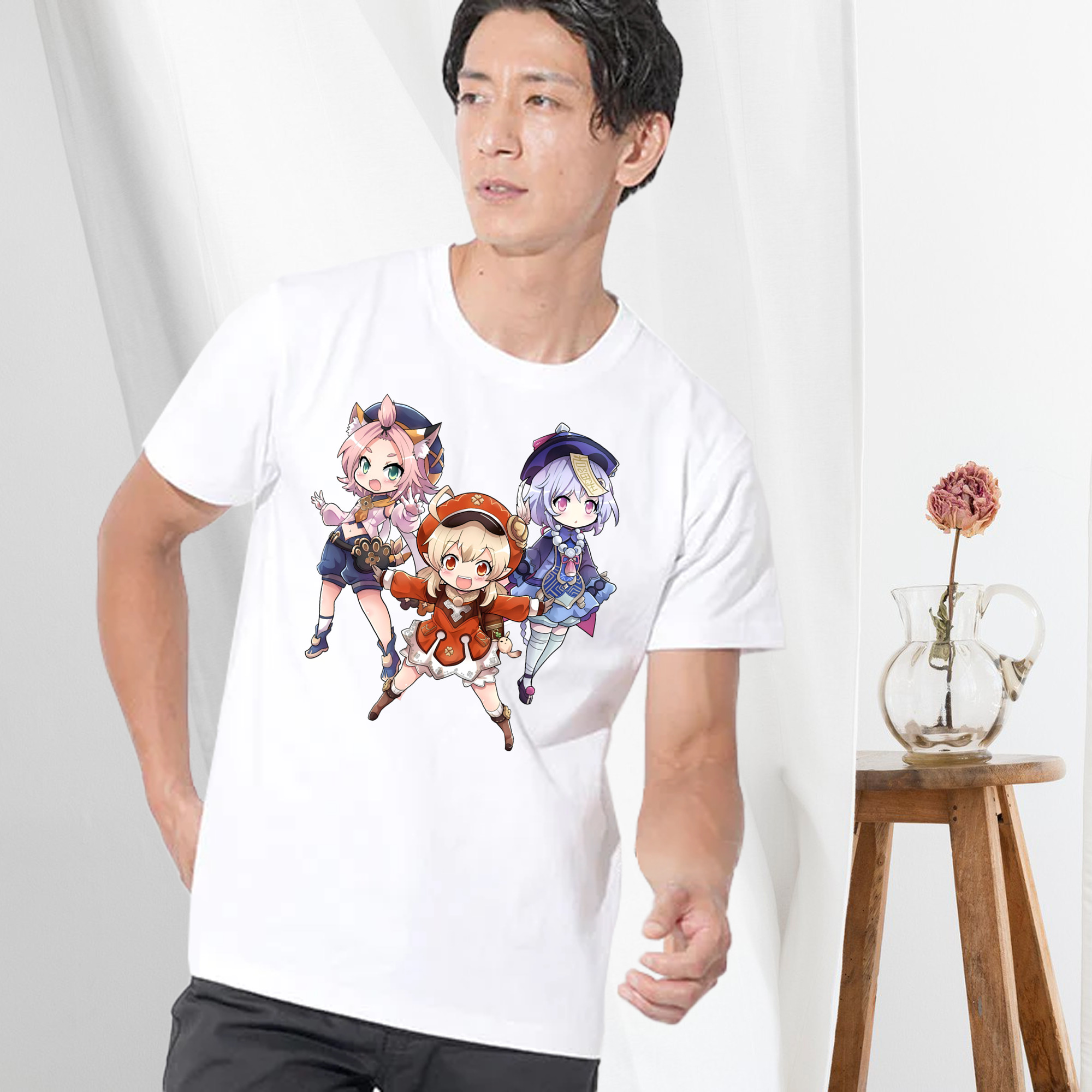 げんし神 七七 なな  genshin Nana 綿100％ メンズ半袖Tシャツ｜肌触りやわらか＆通気性
