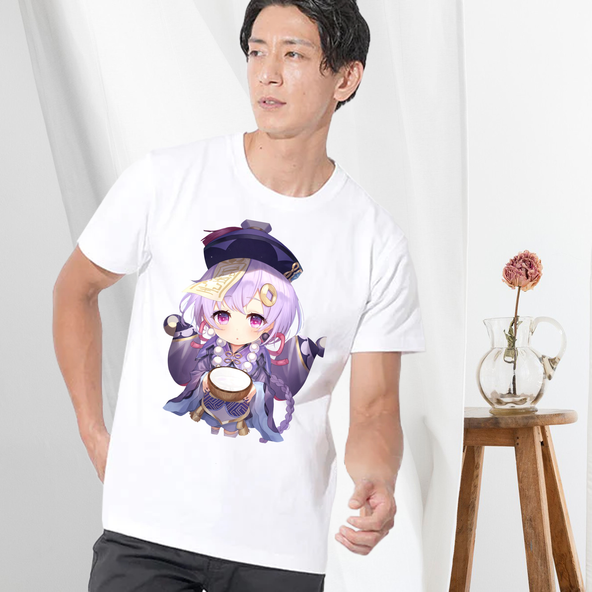 げんし神 七七 なな  genshin Nana 綿100％ メンズ半袖Tシャツ｜肌触りやわらか＆通気性