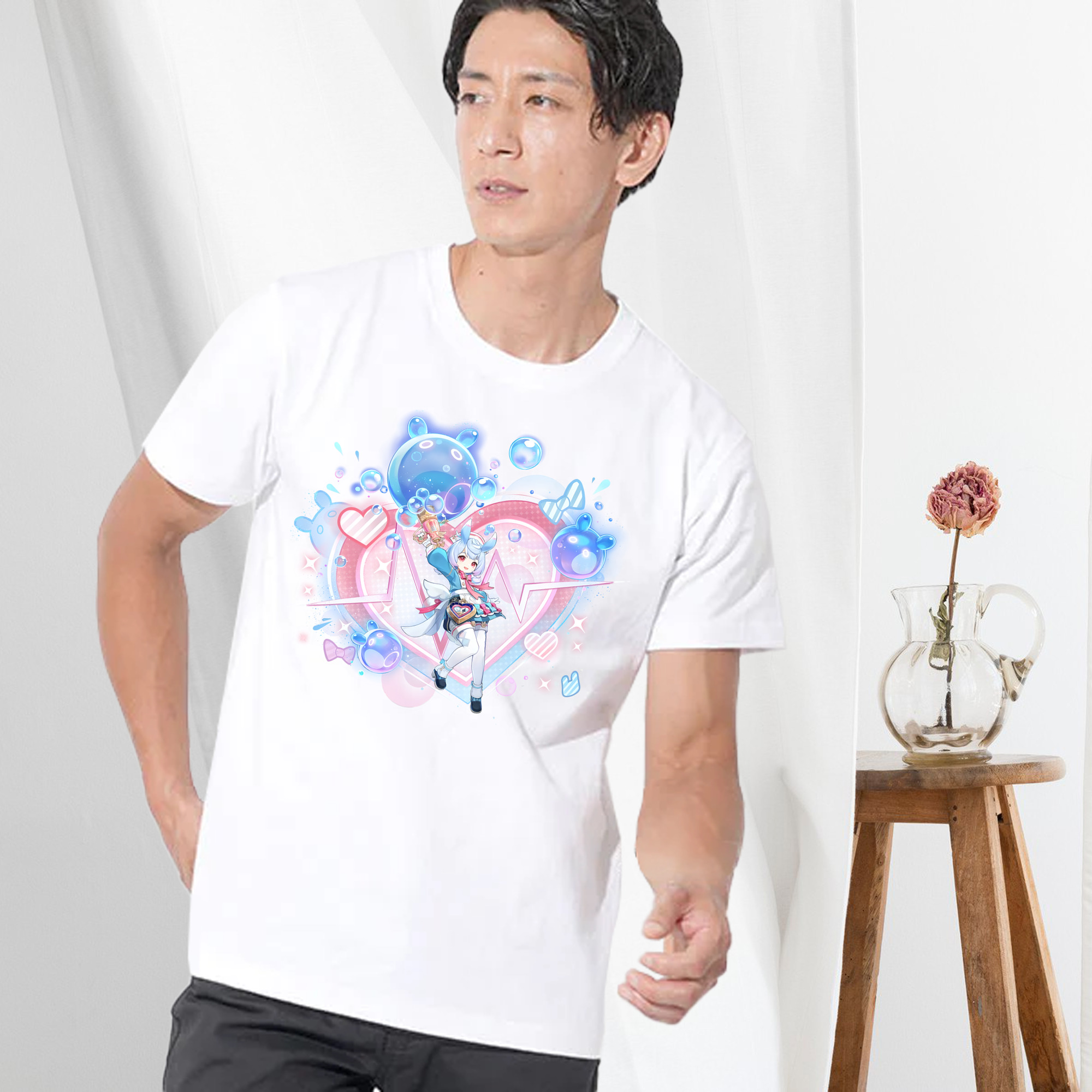げんし神 シゲウィン genshin Shigewin 綿100％ メンズ半袖Tシャツ｜肌触りやわらか＆通気性