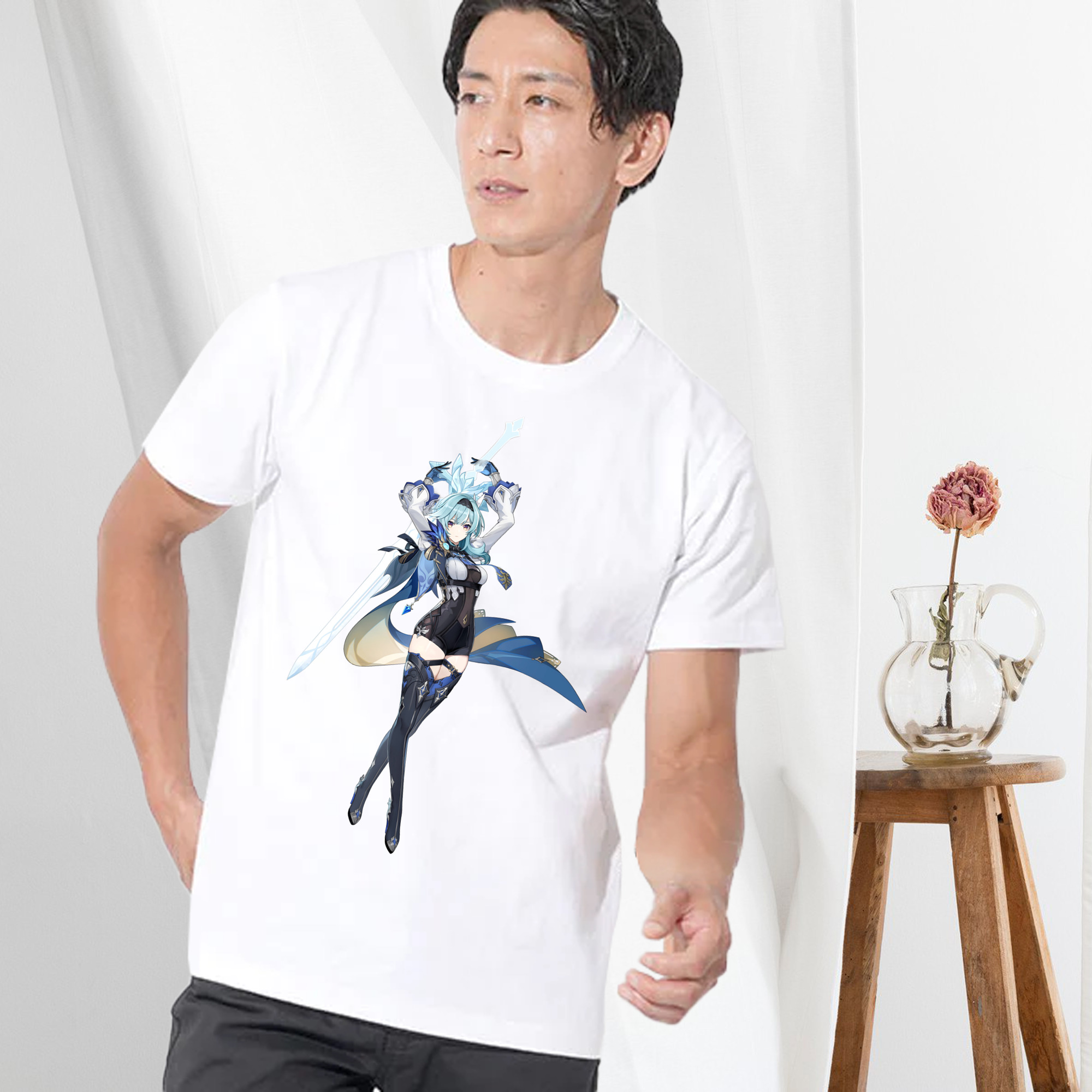 げんし神 优菈 ゆうら genshin Yūra 綿100％ メンズ半袖Tシャツ｜肌触りやわらか＆通気性