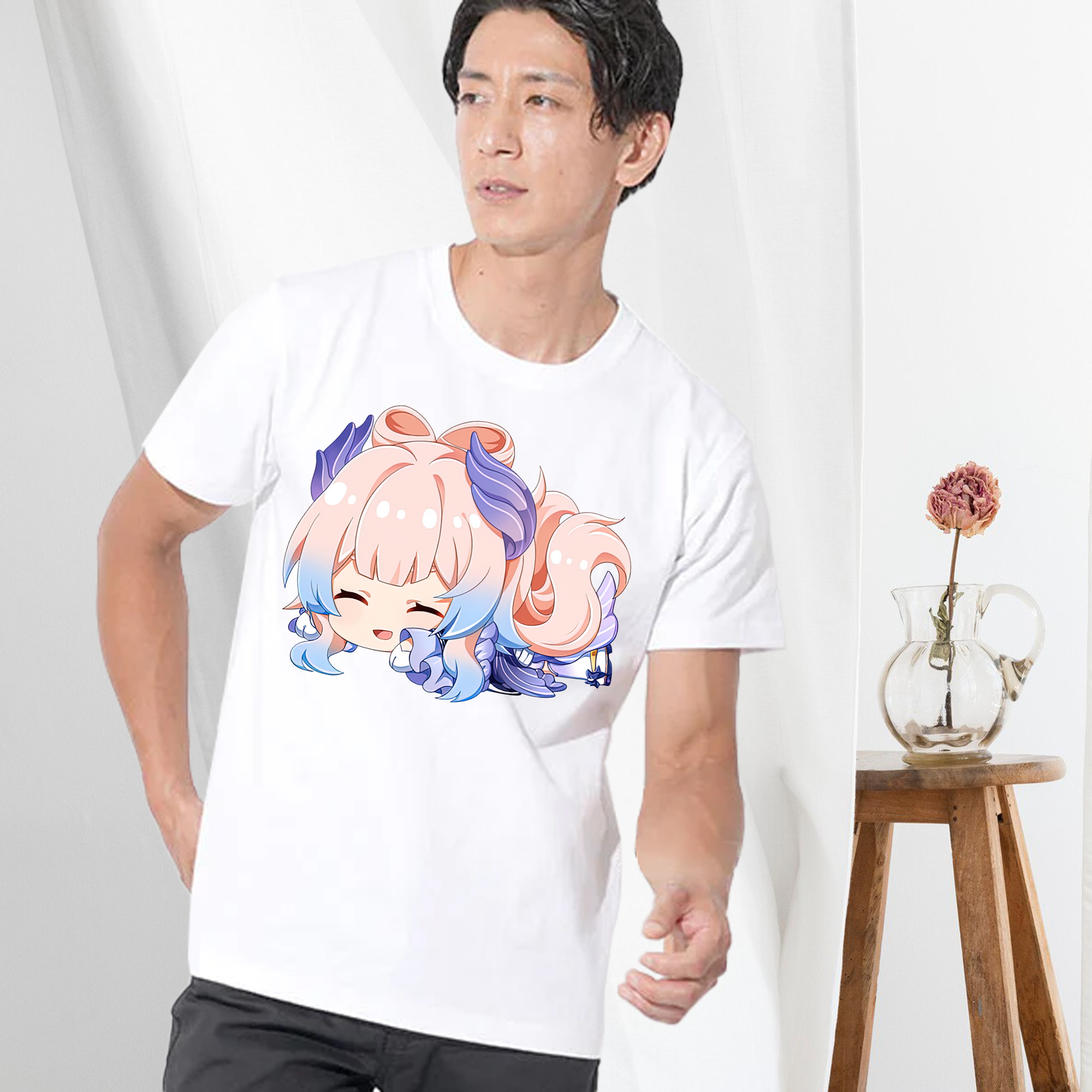 げんし神 珊瑚宮心海 サンゴノミヤ・ココミ genshin Sangonomiya Kokomi 綿100％ メンズ半袖Tシャツ｜肌触りやわらか＆通気性