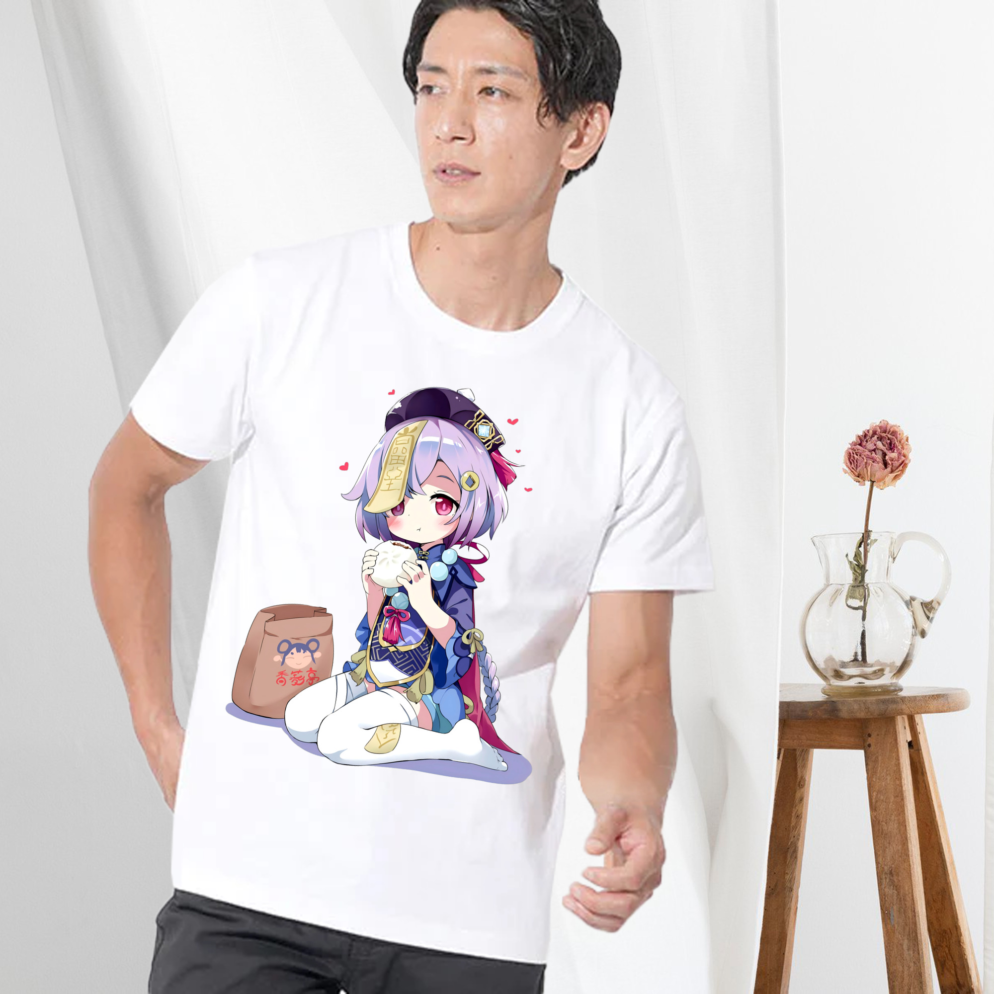 げんし神 七七 なな  genshin Nana 綿100％ メンズ半袖Tシャツ｜肌触りやわらか＆通気性