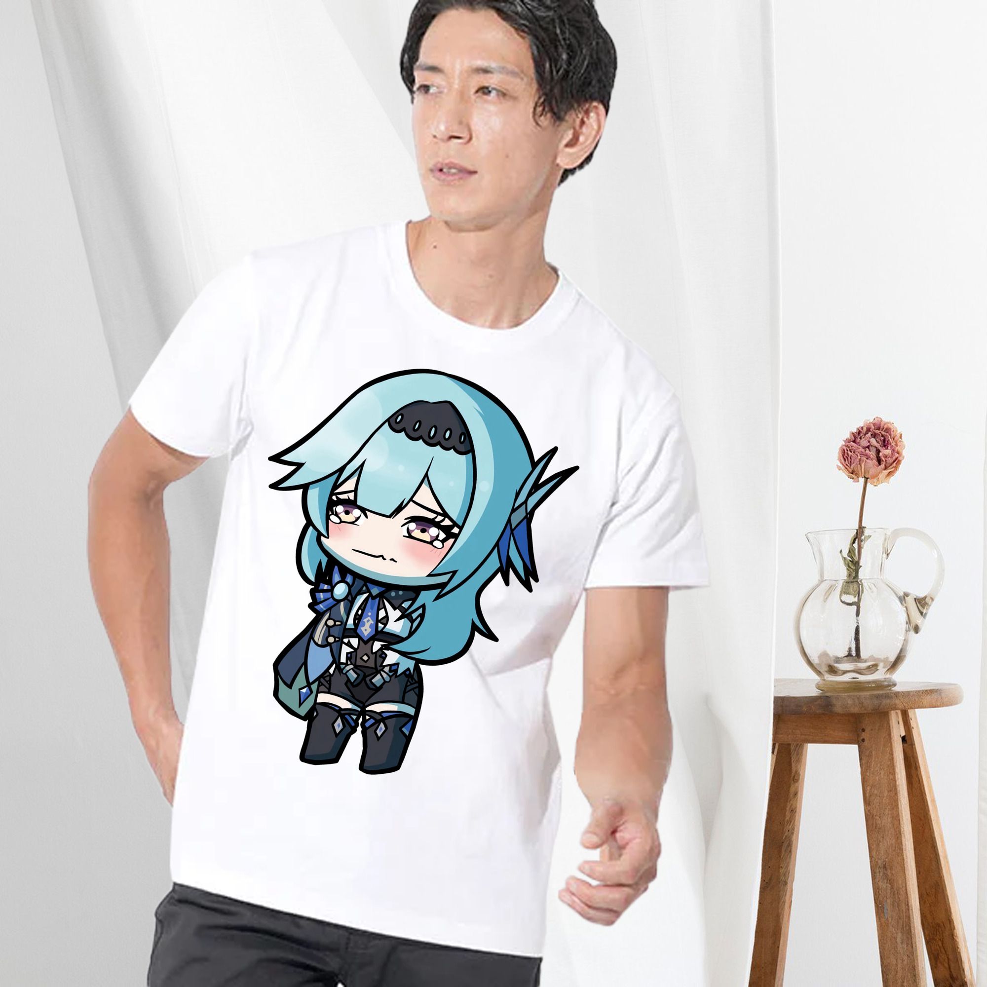 げんし神 优菈 ゆうら genshin Yūra 綿100％ メンズ半袖Tシャツ｜肌触りやわらか＆通気性