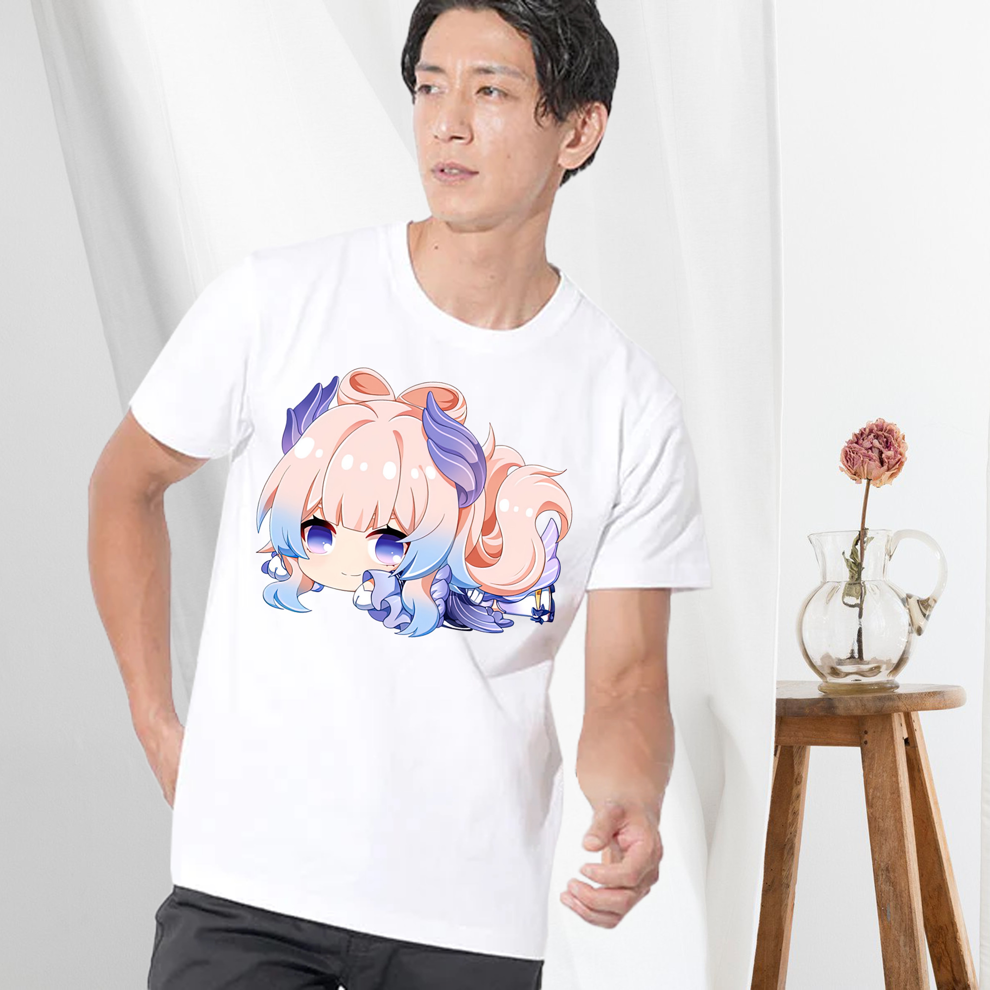げんし神 珊瑚宮心海 サンゴノミヤ・ココミ genshin Sangonomiya Kokomi 綿100％ メンズ半袖Tシャツ｜肌触りやわらか＆通気性