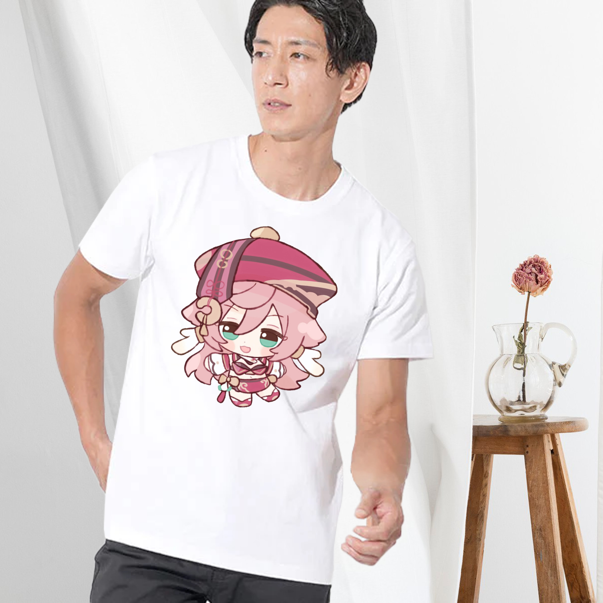 げんし神 ヤンフェイ genshin Yanfei 綿100％ メンズ半袖Tシャツ｜肌触りやわらか＆通気性