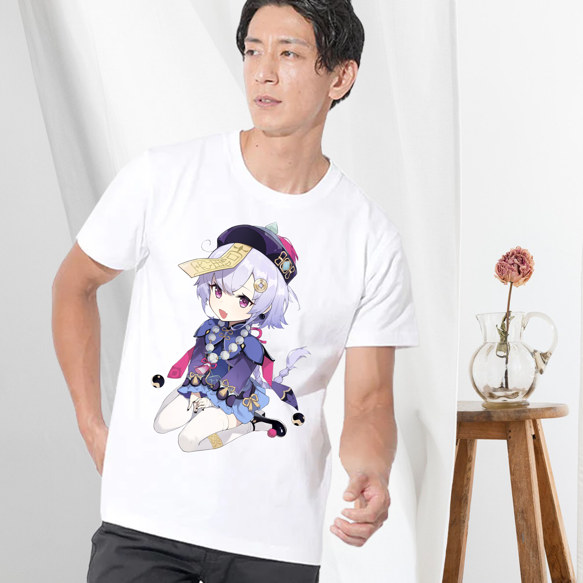 げんし神 七七 なな  genshin Nana 綿100％ メンズ半袖Tシャツ｜肌触りやわらか＆通気性