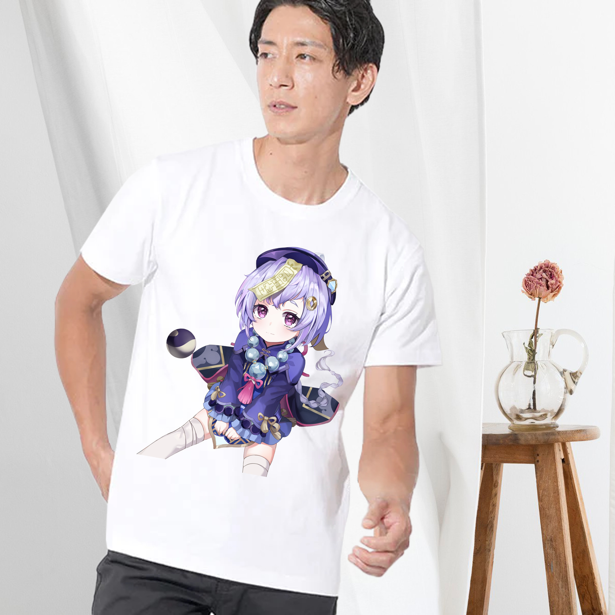 げんし神 七七 なな  genshin Nana 綿100％ メンズ半袖Tシャツ｜肌触りやわらか＆通気性