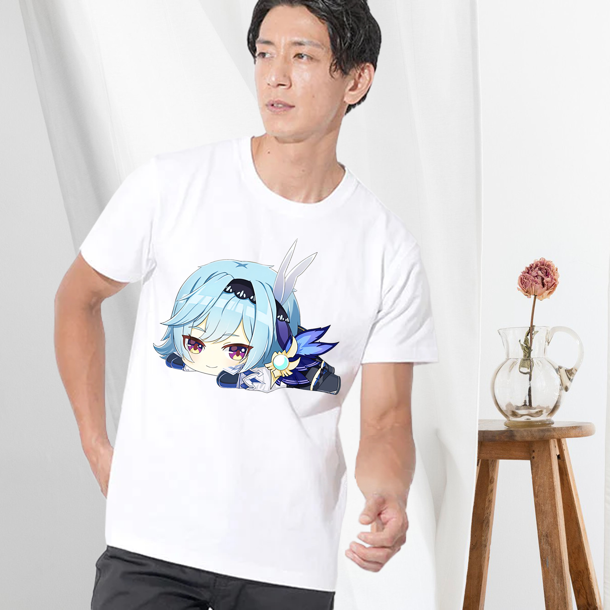 げんし神 优菈 ゆうら genshin Yūra 綿100％ メンズ半袖Tシャツ｜肌触りやわらか＆通気性
