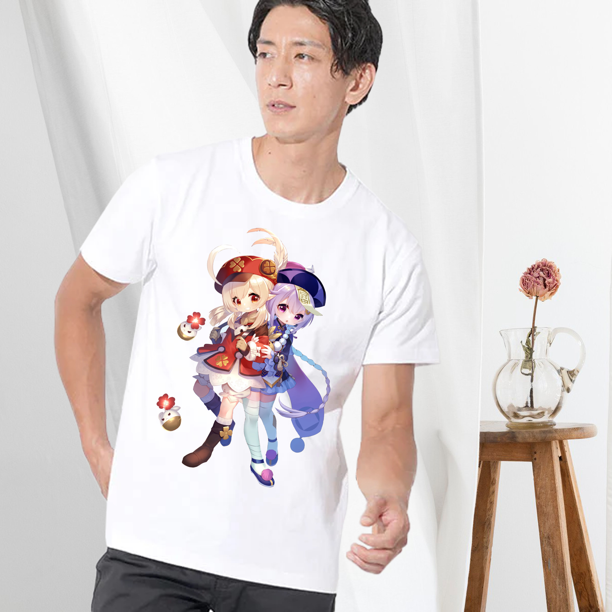 げんし神 七七 なな  genshin Nana 綿100％ メンズ半袖Tシャツ｜肌触りやわらか＆通気性