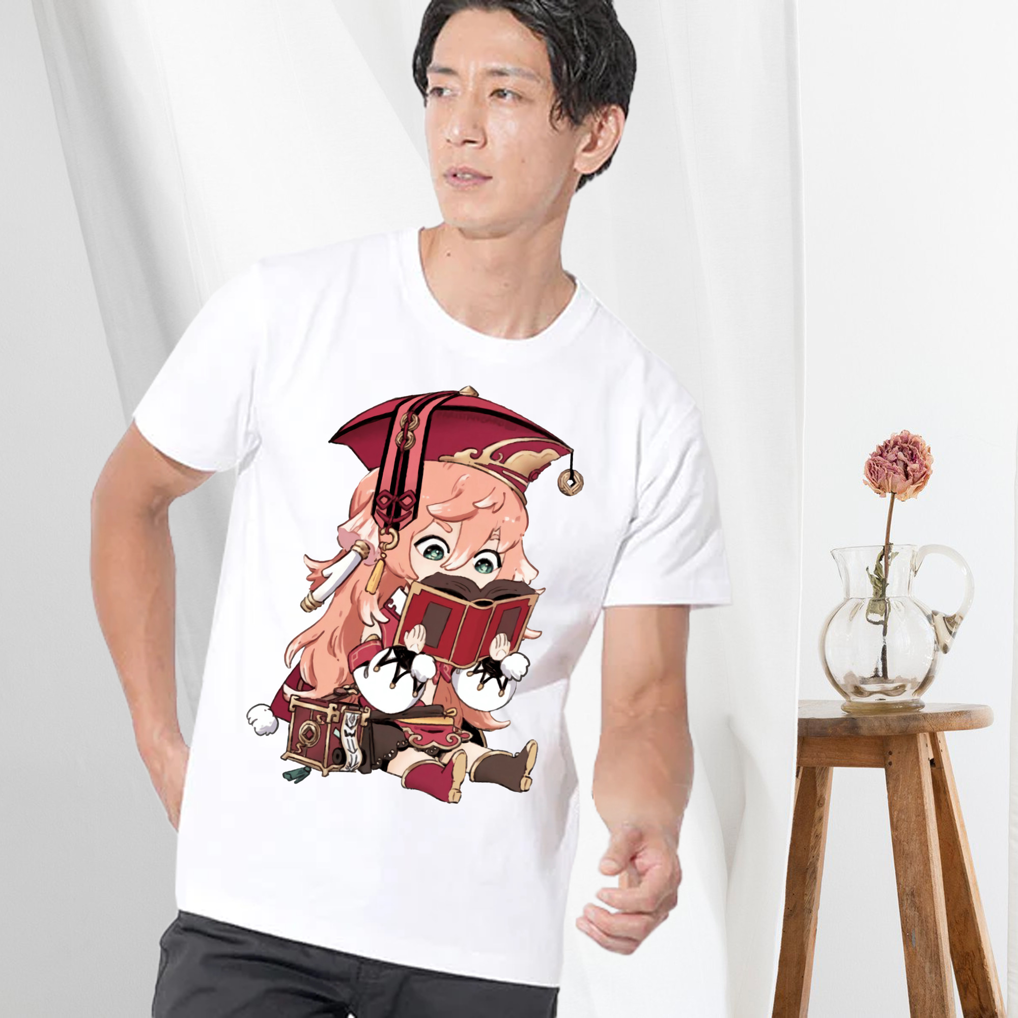 げんし神 ヤンフェイ genshin Yanfei 綿100％ メンズ半袖Tシャツ｜肌触りやわらか＆通気性