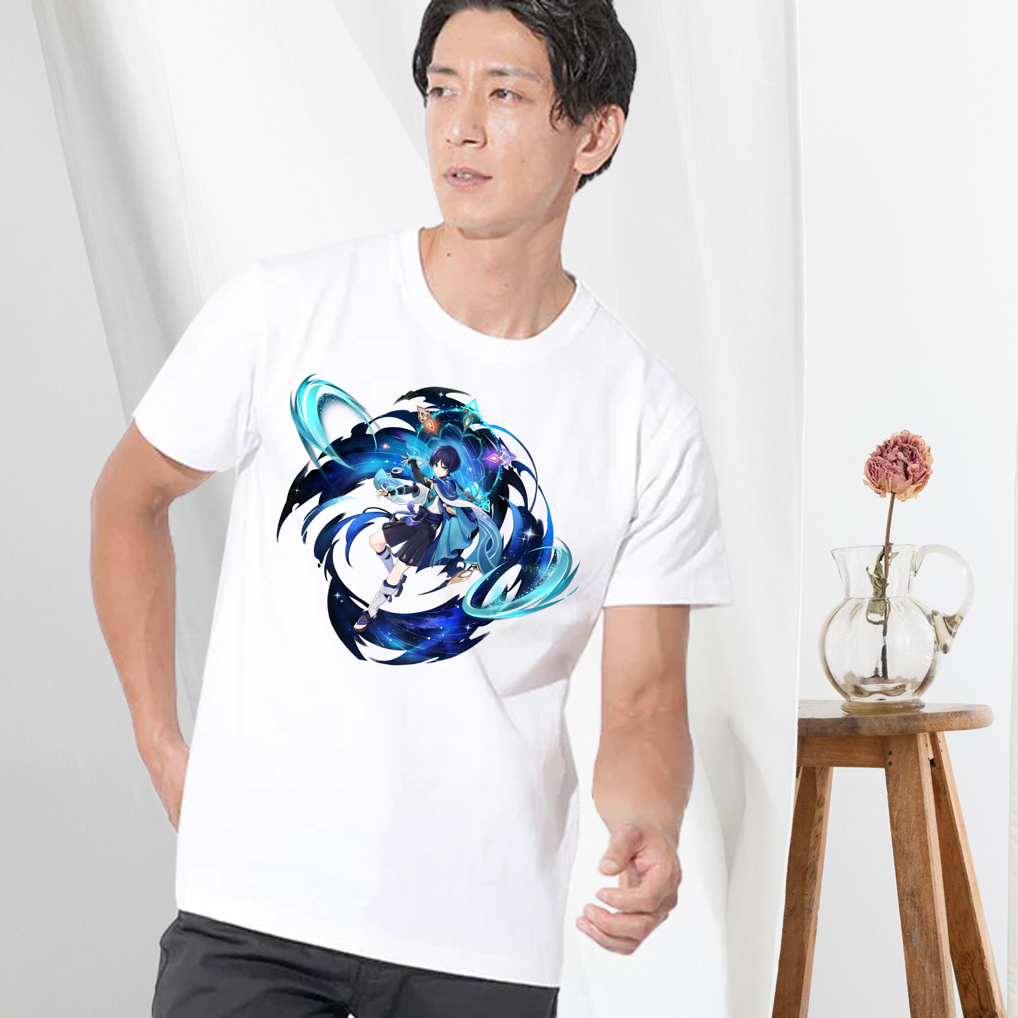 げんし神 さんペい genshin Sanpei 綿100％ メンズ半袖Tシャツ｜肌触りやわらか＆通気性