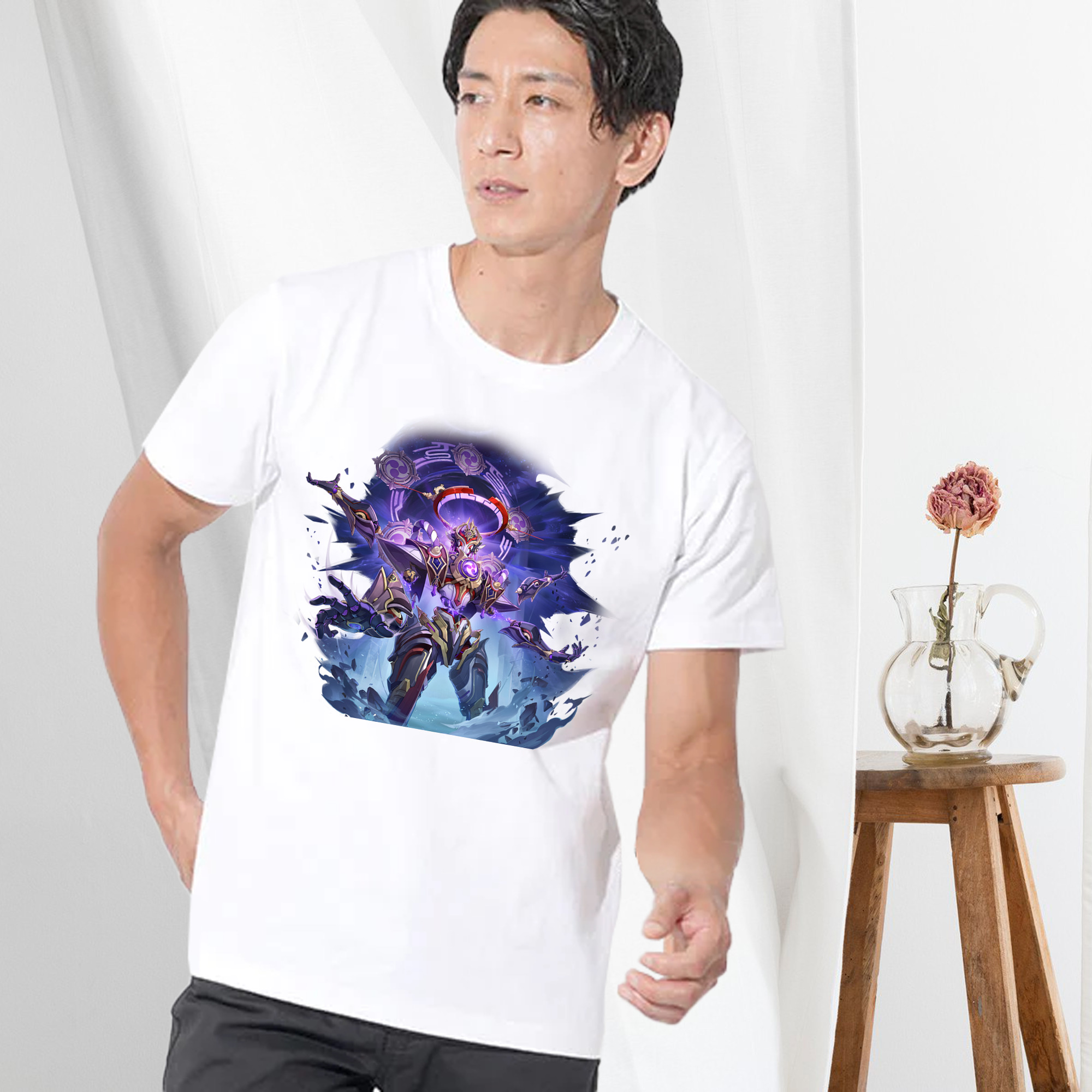 げんし神 さんペい genshin Sanpei 綿100％ メンズ半袖Tシャツ｜肌触りやわらか＆通気性