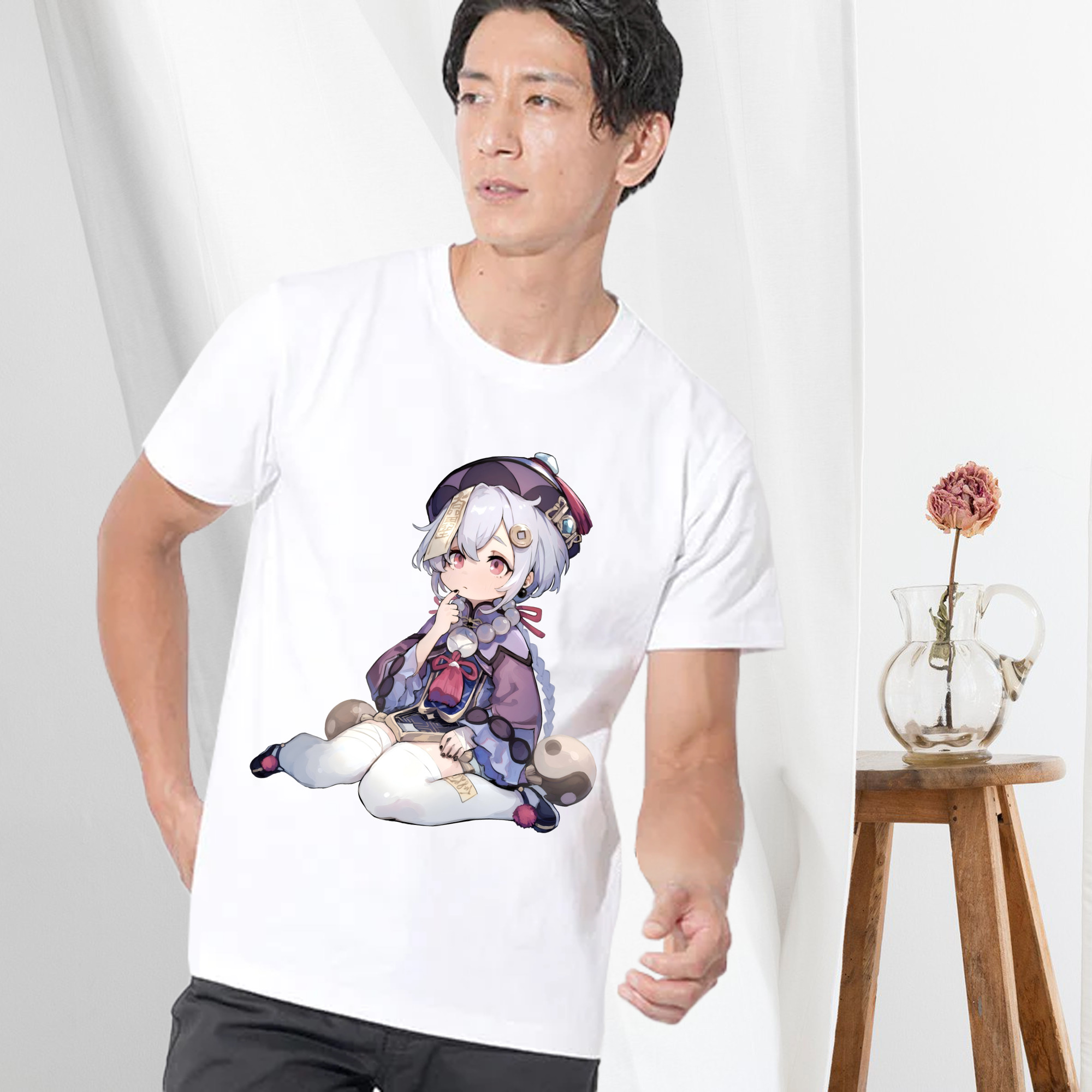 げんし神 七七 なな  genshin Nana 綿100％ メンズ半袖Tシャツ｜肌触りやわらか＆通気性