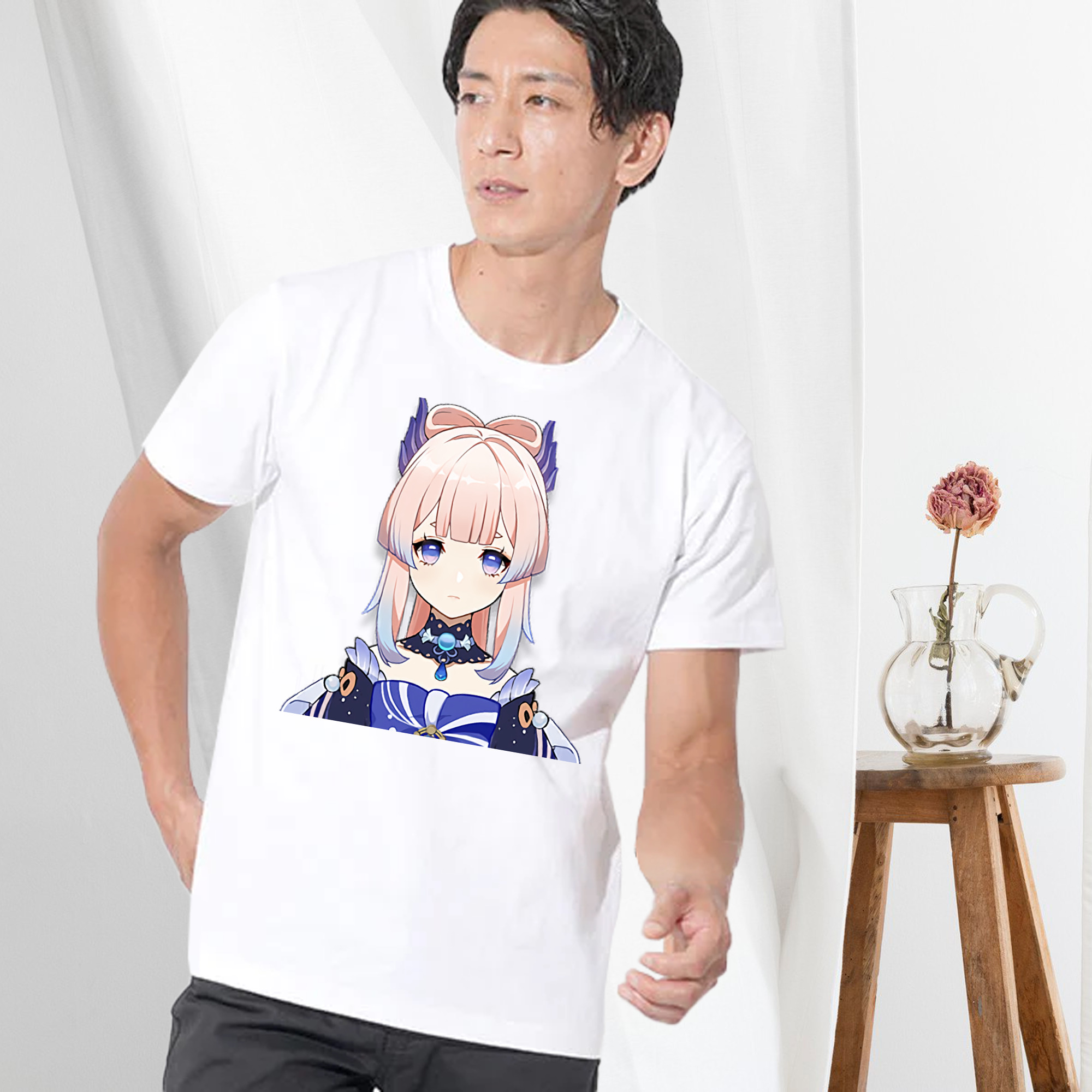 げんし神 珊瑚宮心海 サンゴノミヤ・ココミ genshin Sangonomiya Kokomi 綿100％ メンズ半袖Tシャツ｜肌触りやわらか＆通気性