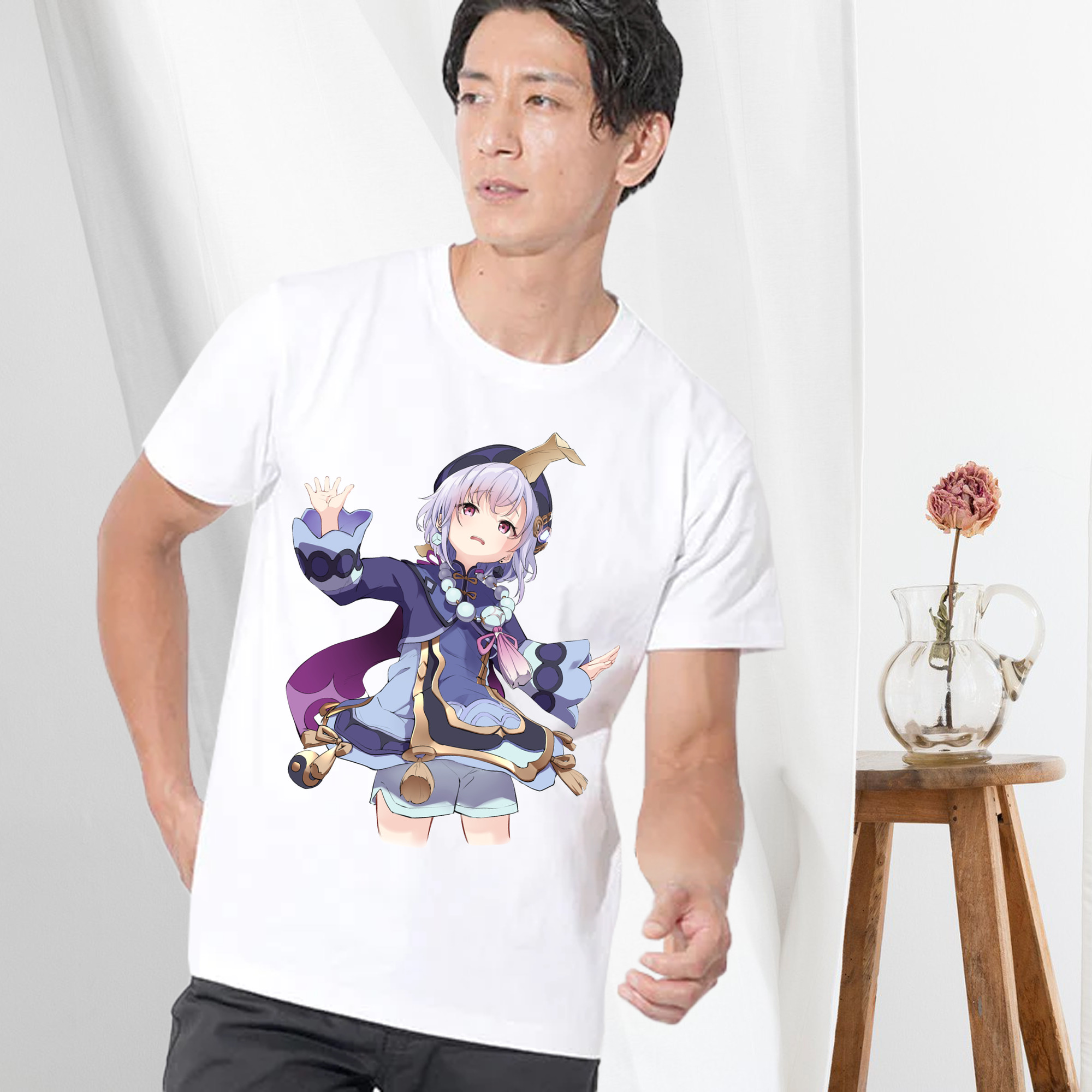 げんし神 七七 なな  genshin Nana 綿100％ メンズ半袖Tシャツ｜肌触りやわらか＆通気性