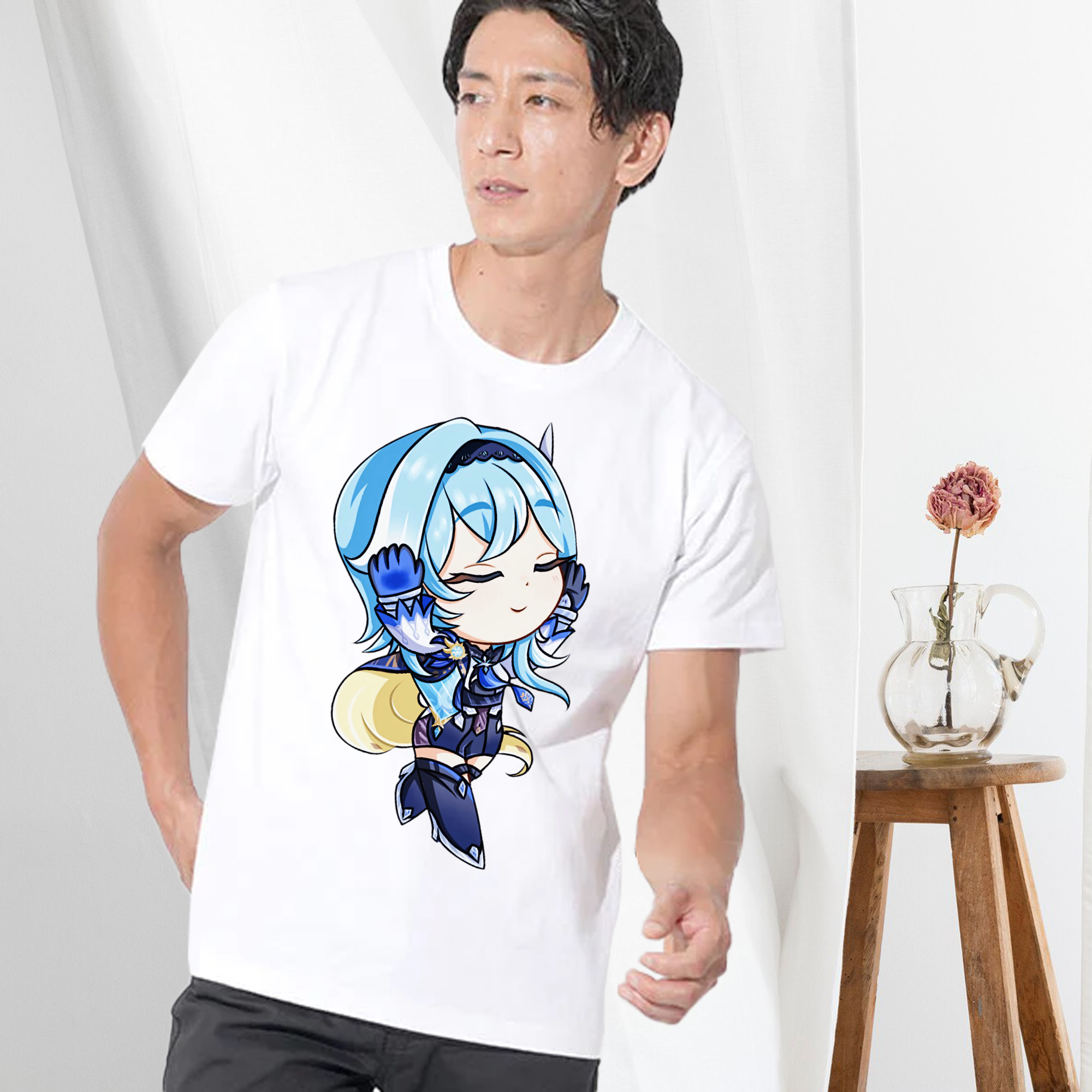 げんし神 优菈 ゆうら genshin Yūra 綿100％ メンズ半袖Tシャツ｜肌触りやわらか＆通気性