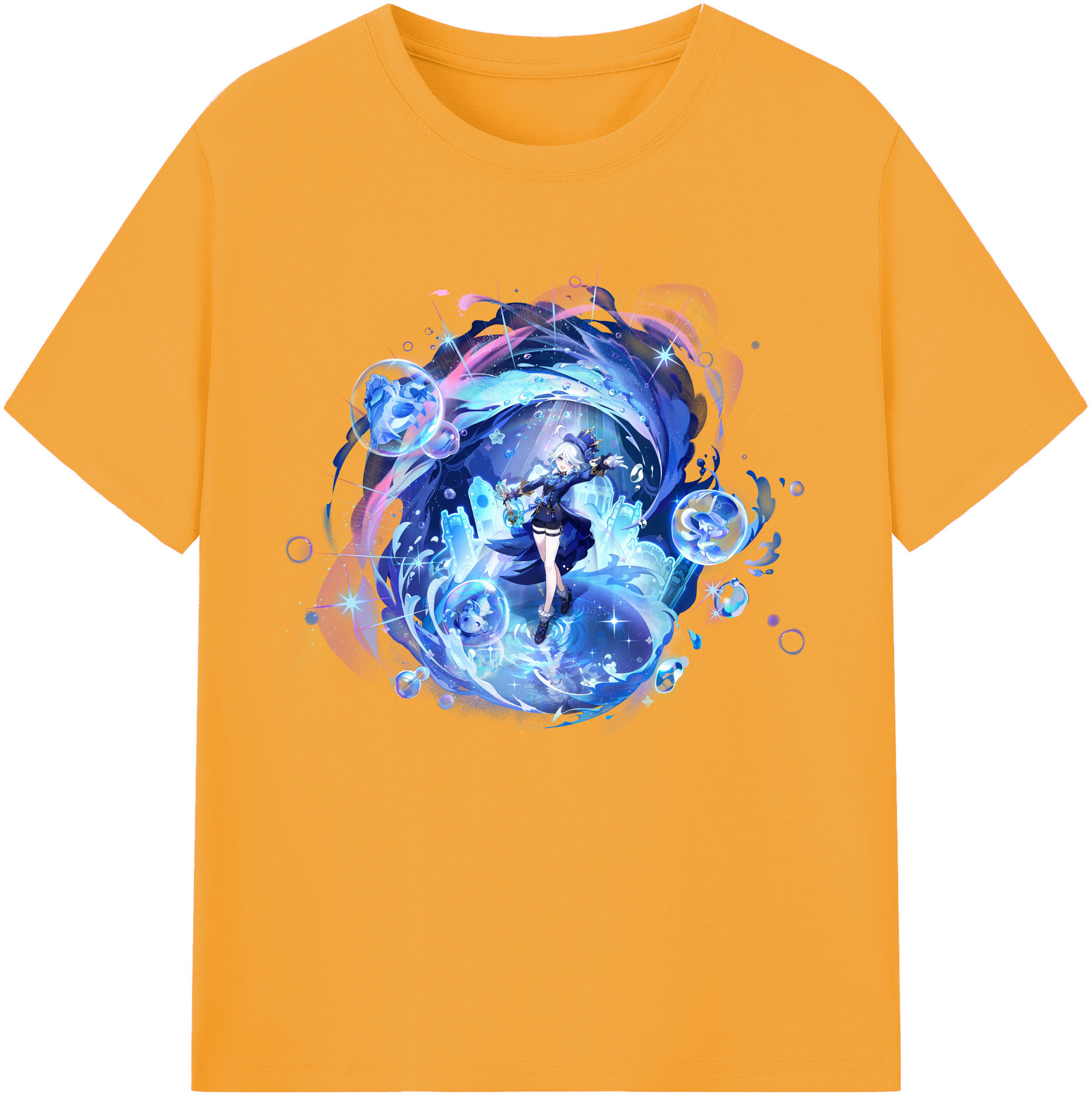 げんし神 フリーナ genshin Furina 綿100％ メンズ半袖Tシャツ｜肌触りやわらか＆通気性