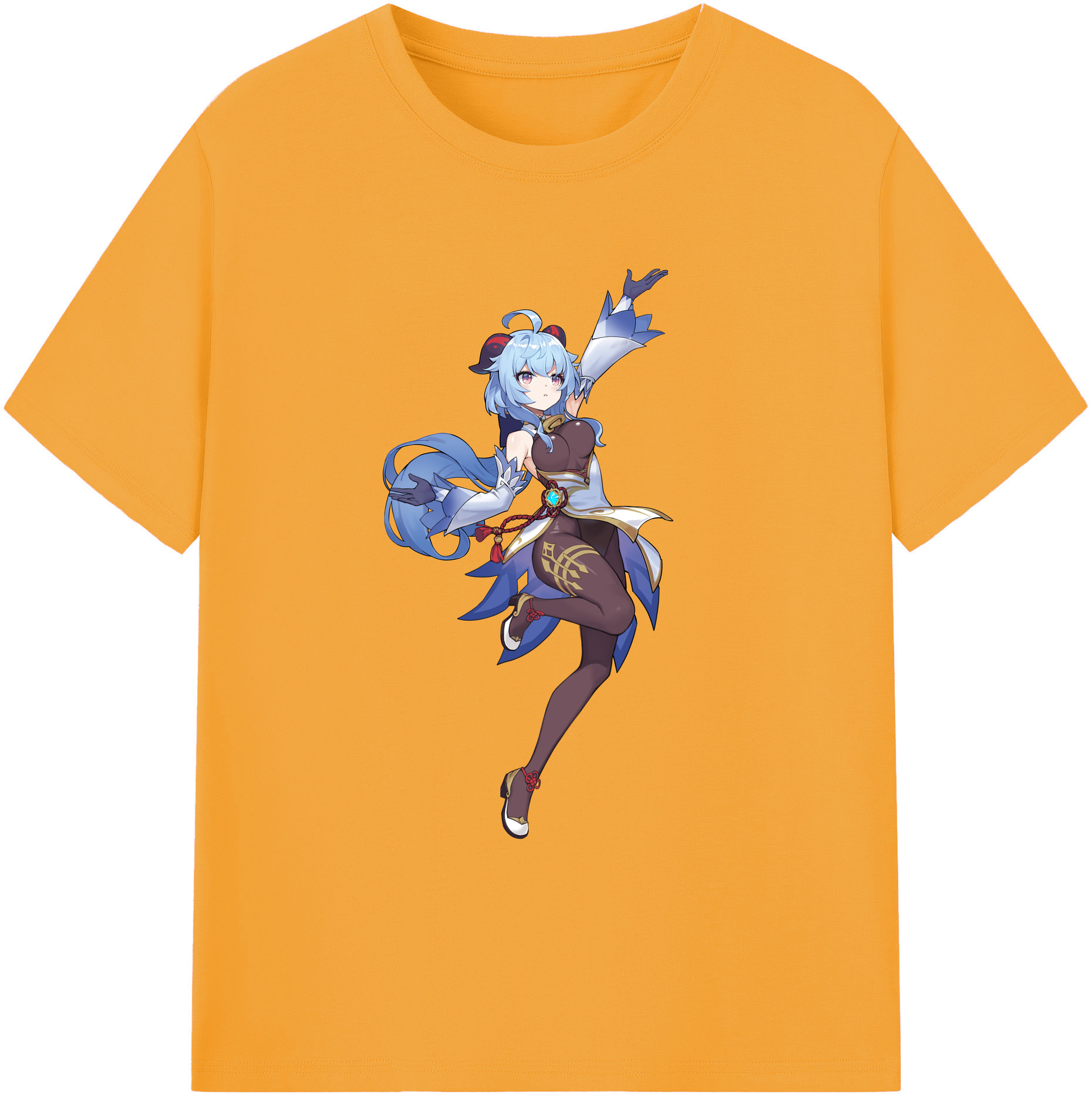 げんし神 甘雨 かんう genshin Ganyu 綿100％ メンズ半袖Tシャツ｜肌触りやわらか＆通気性