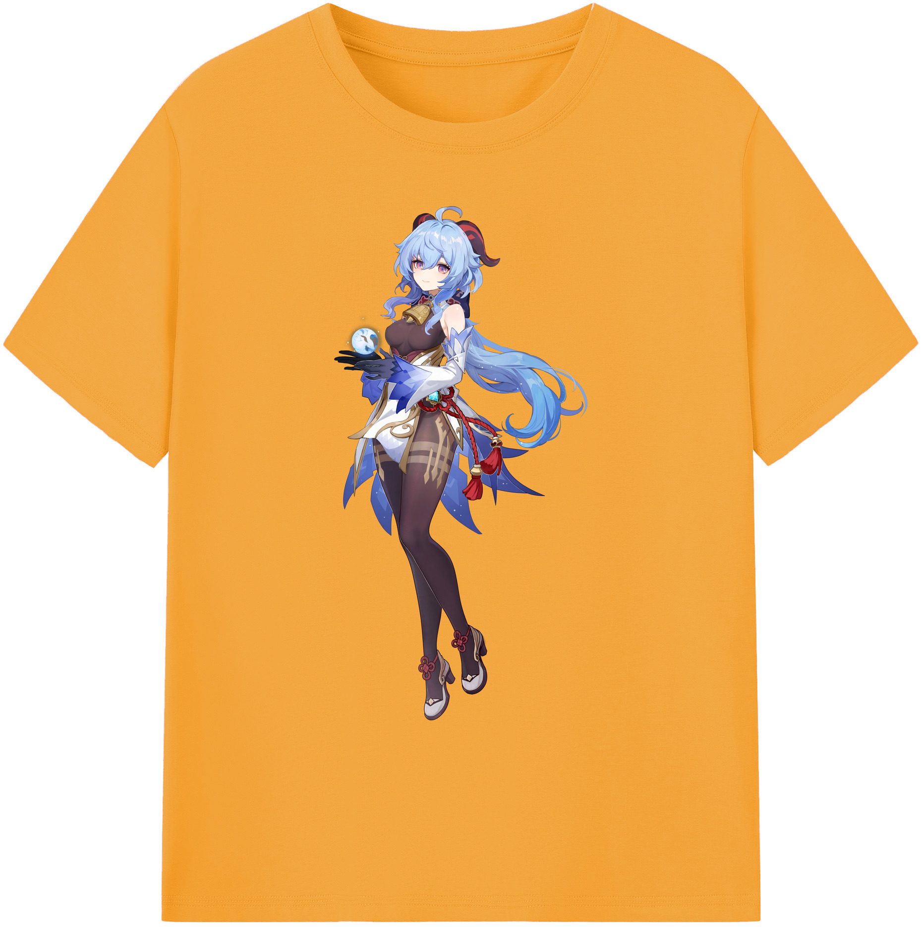 げんし神 甘雨 かんう genshin Ganyu 綿100％ メンズ半袖Tシャツ｜肌触りやわらか＆通気性