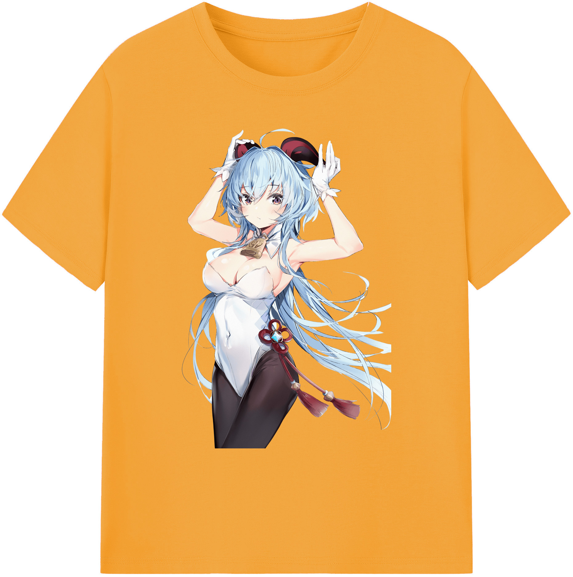 げんし神 甘雨 かんう genshin Ganyu 綿100％ メンズ半袖Tシャツ｜肌触りやわらか＆通気性