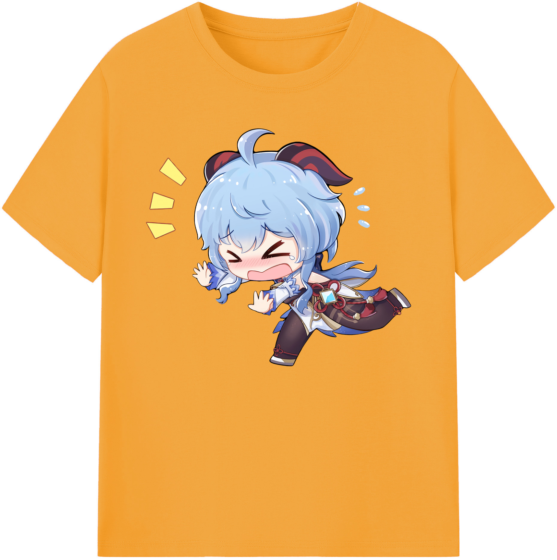 げんし神 甘雨 かんう genshin Ganyu 綿100％ メンズ半袖Tシャツ｜肌触りやわらか＆通気性