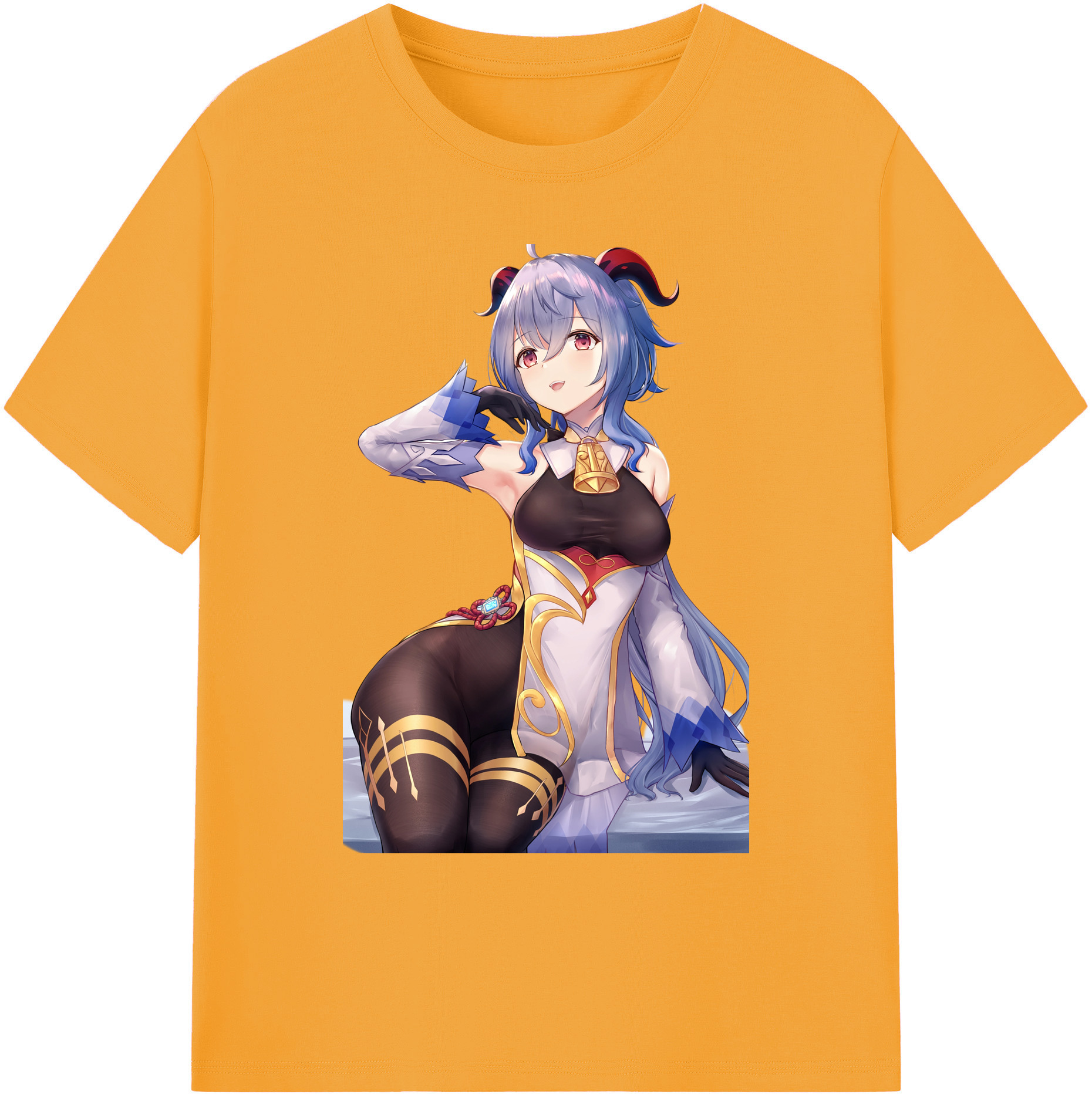 げんし神 甘雨 かんう genshin Ganyu 綿100％ メンズ半袖Tシャツ｜肌触りやわらか＆通気性