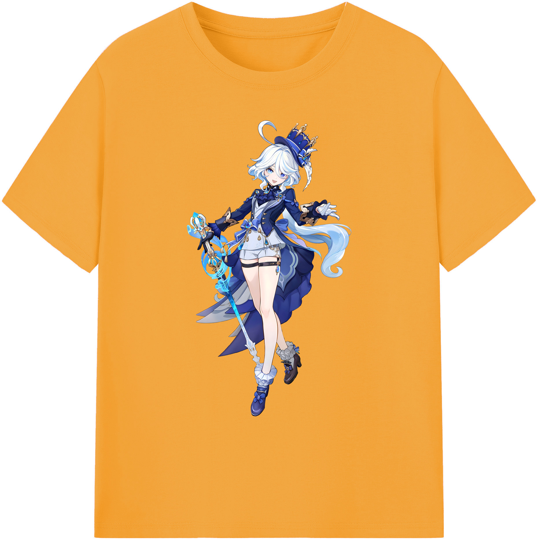 げんし神 フリーナ genshin Furina 綿100％ メンズ半袖Tシャツ｜肌触りやわらか＆通気性