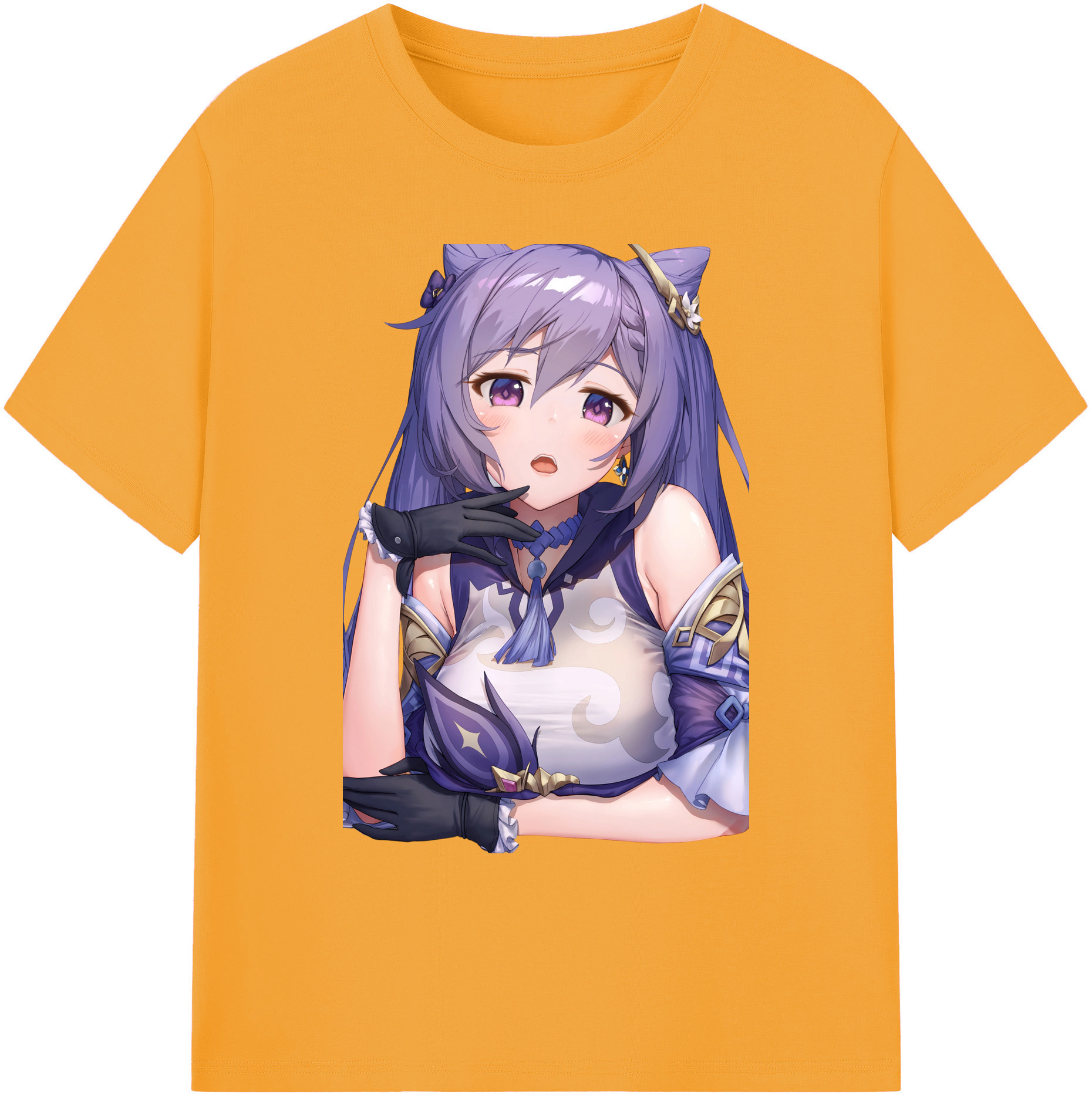 げんし神 刻晴 こくせい genshin Kokusei 綿100％ メンズ半袖Tシャツ｜肌触りやわらか＆通気性