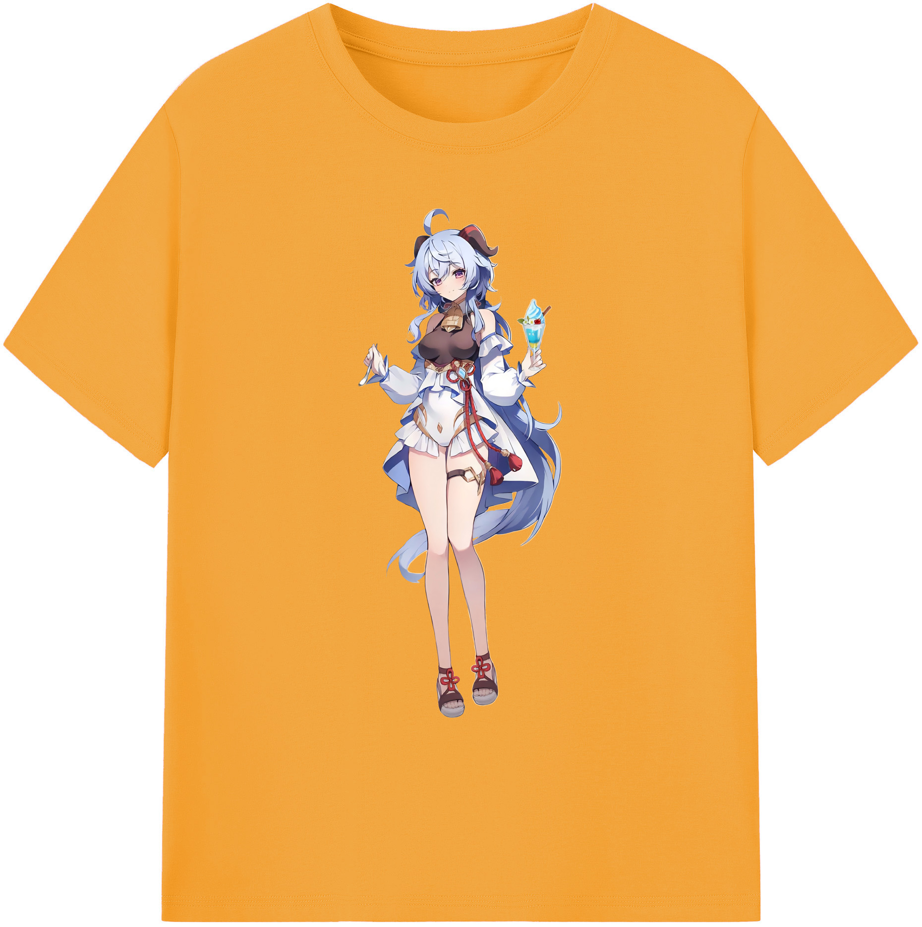 げんし神 甘雨 かんう genshin Ganyu 綿100％ メンズ半袖Tシャツ｜肌触りやわらか＆通気性
