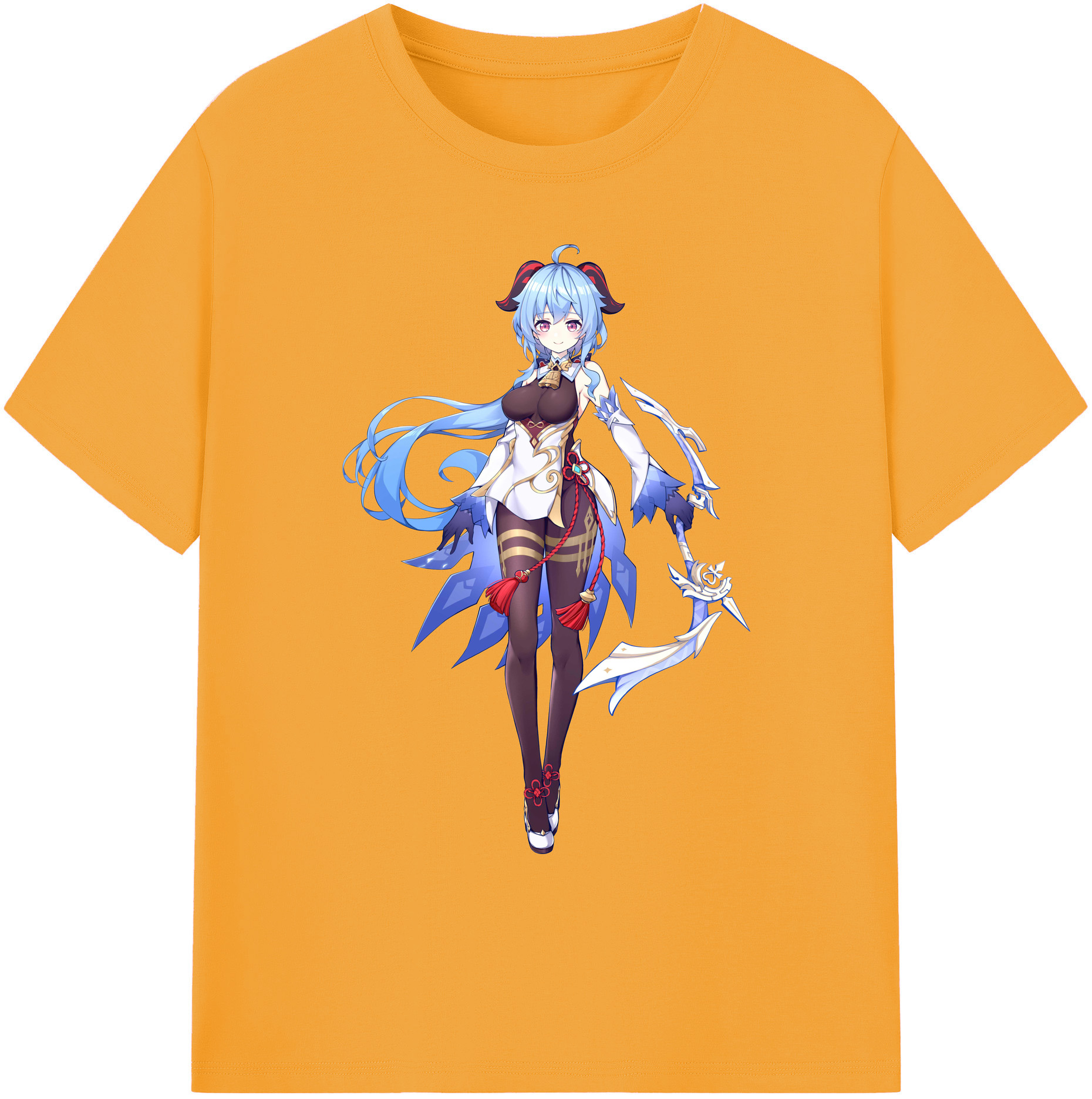 げんし神 甘雨 かんう genshin Ganyu 綿100％ メンズ半袖Tシャツ｜肌触りやわらか＆通気性