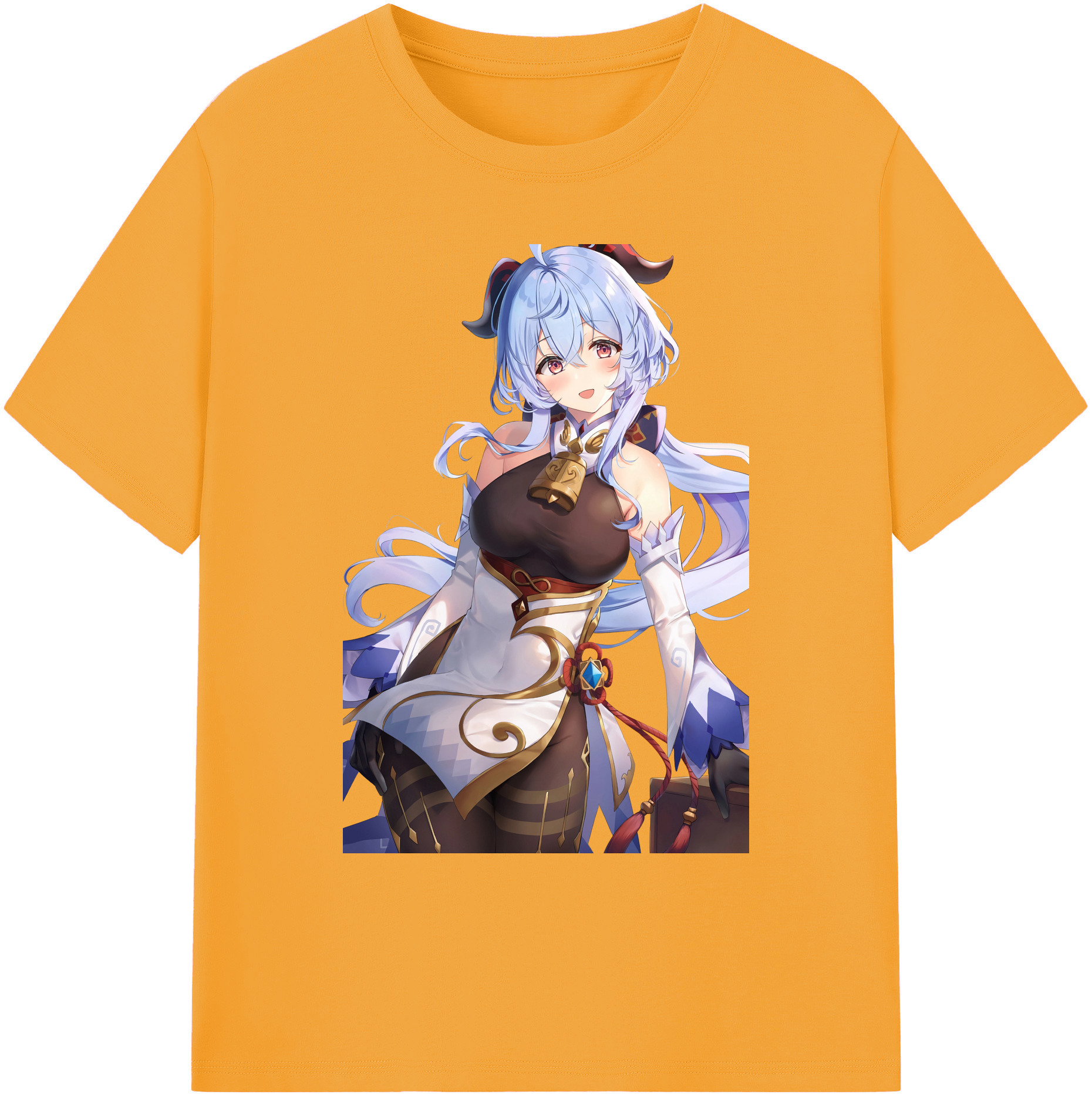 げんし神 甘雨 かんう genshin Ganyu 綿100％ メンズ半袖Tシャツ｜肌触りやわらか＆通気性