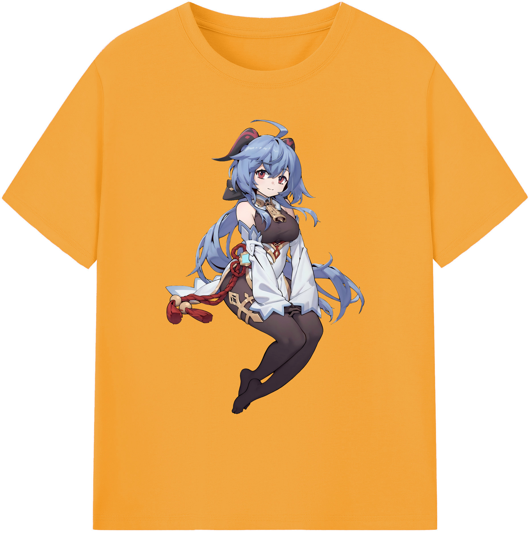 げんし神 甘雨 かんう genshin Ganyu 綿100％ メンズ半袖Tシャツ｜肌触りやわらか＆通気性