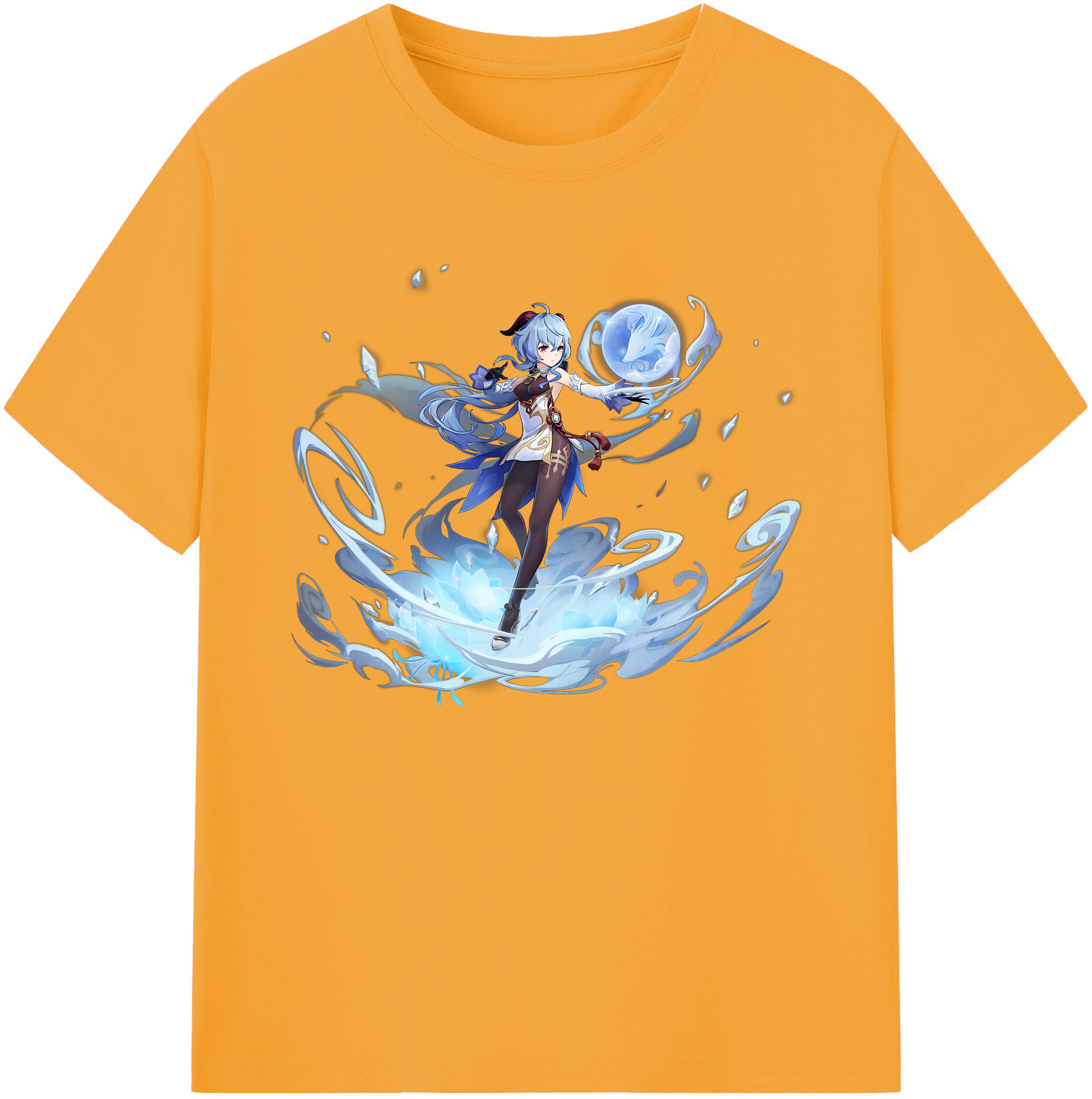 げんし神 甘雨 かんう genshin Ganyu 綿100％ メンズ半袖Tシャツ｜肌触りやわらか＆通気性
