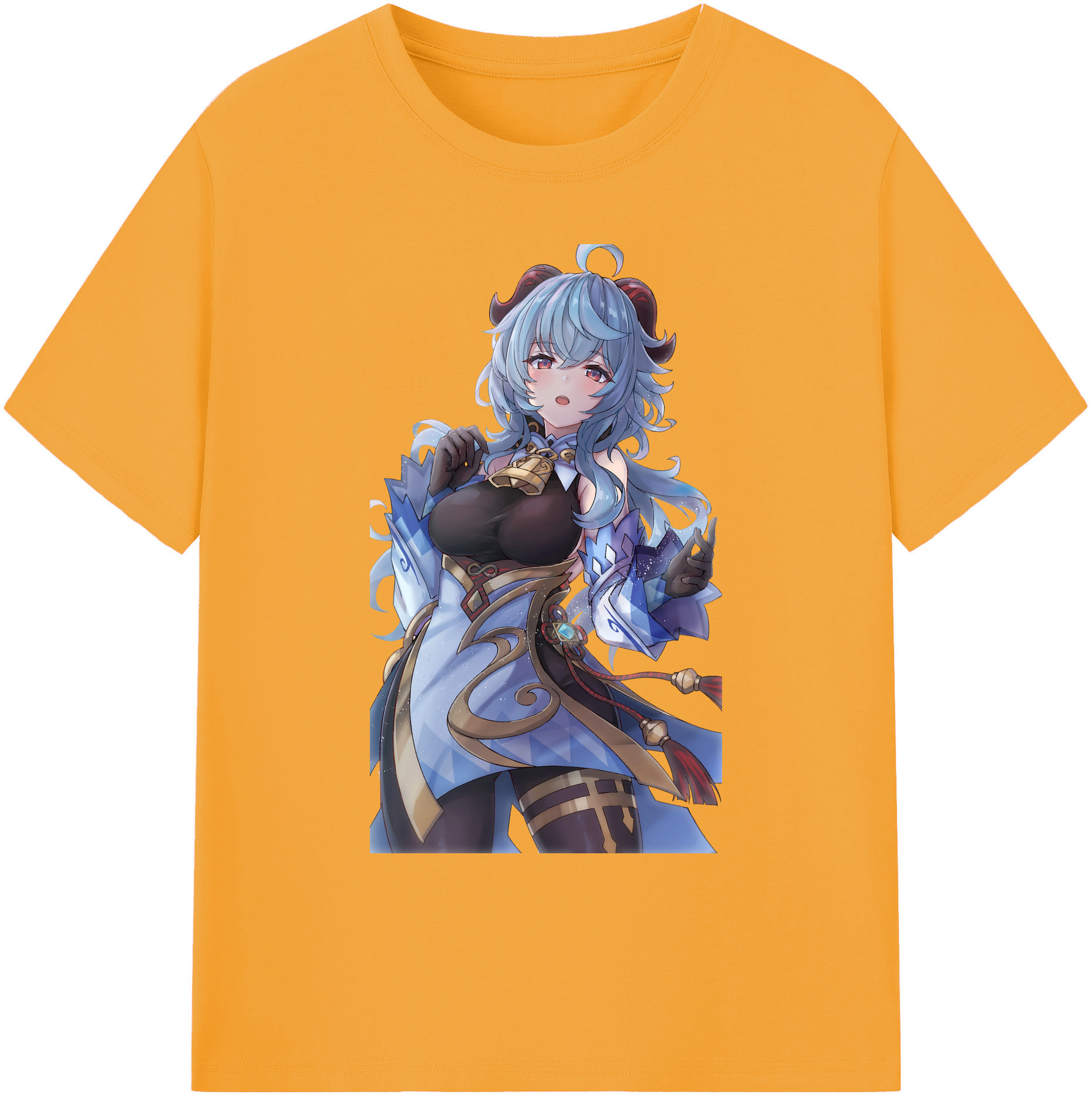 げんし神 甘雨 かんう genshin Ganyu 綿100％ メンズ半袖Tシャツ｜肌触りやわらか＆通気性