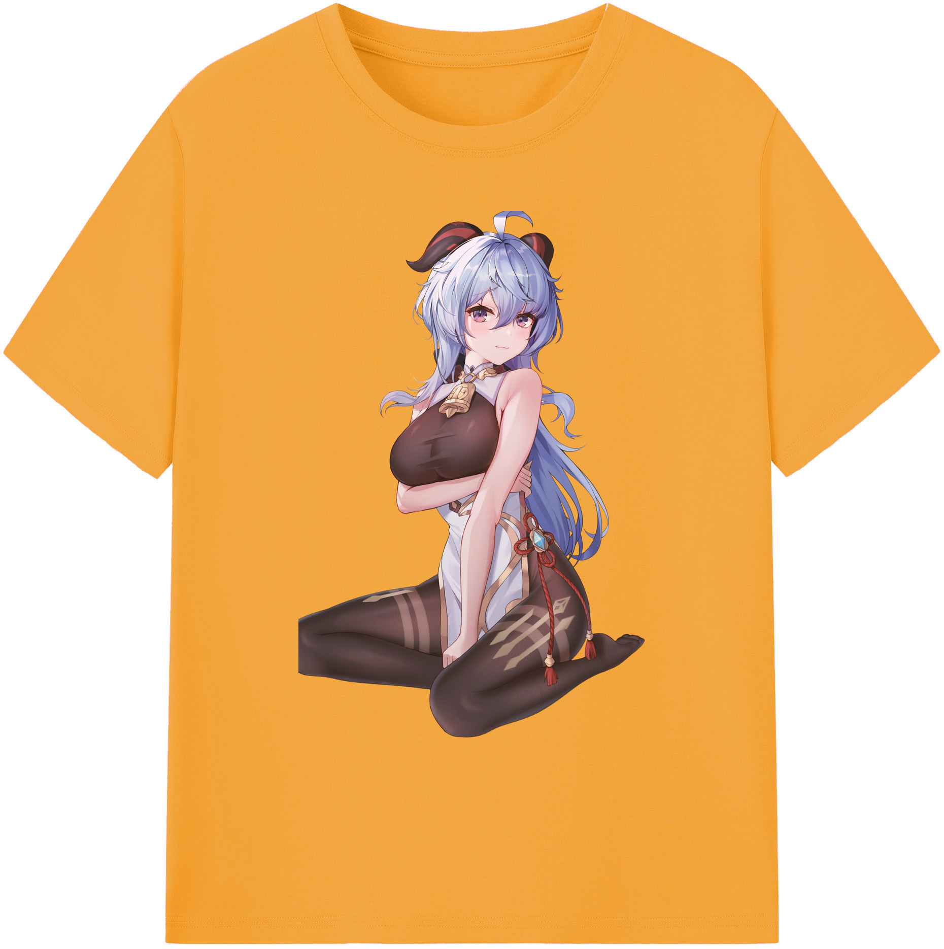 げんし神 甘雨 かんう genshin Ganyu 綿100％ メンズ半袖Tシャツ｜肌触りやわらか＆通気性