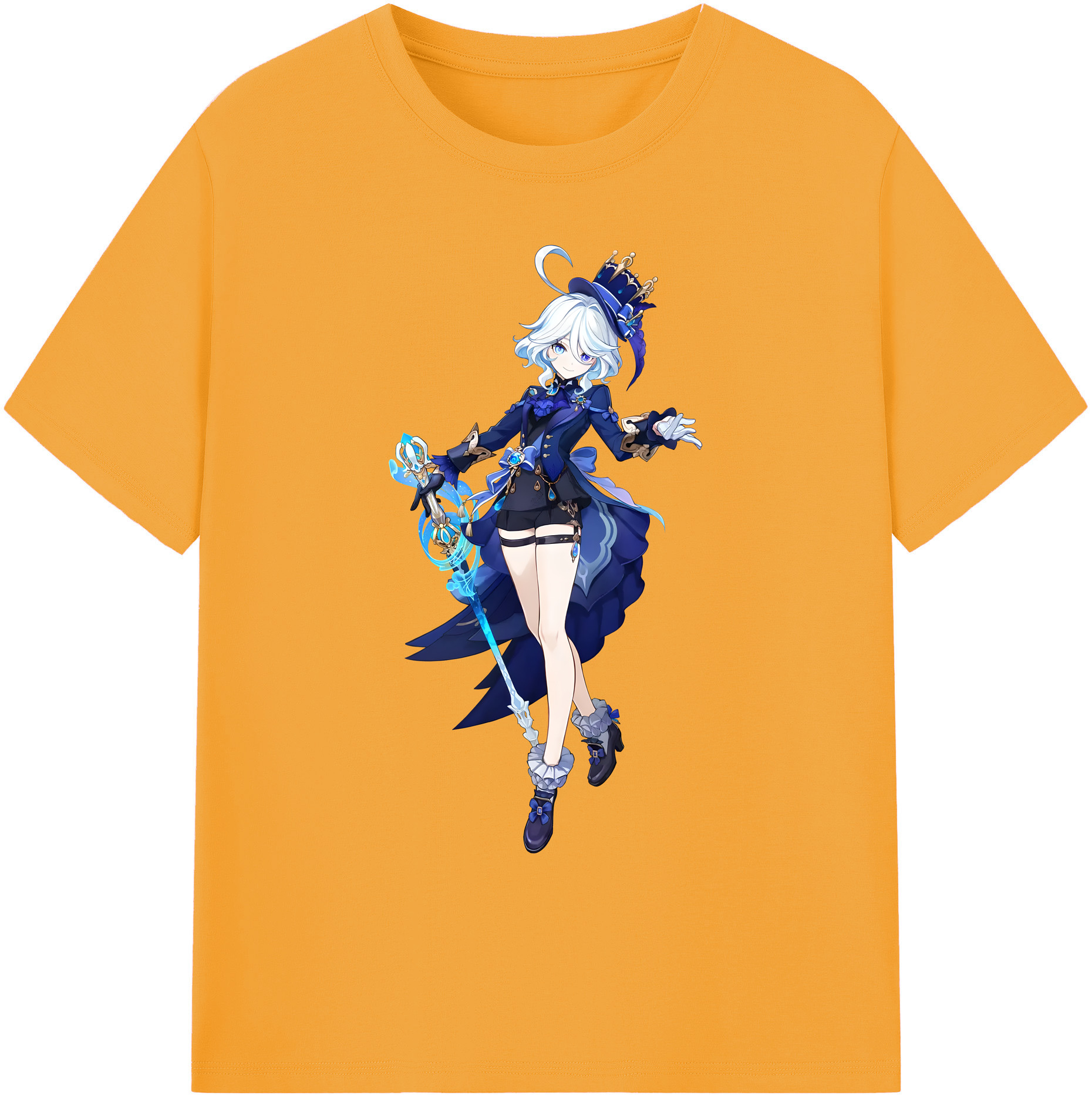 げんし神 フリーナ genshin Furina 綿100％ メンズ半袖Tシャツ｜肌触りやわらか＆通気性