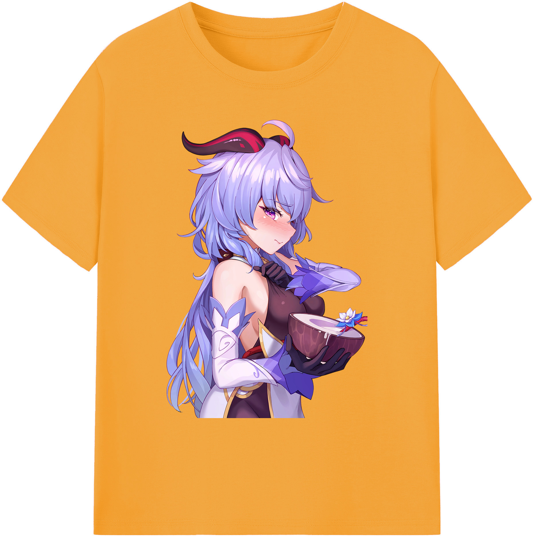 げんし神 甘雨 かんう genshin Ganyu 綿100％ メンズ半袖Tシャツ｜肌触りやわらか＆通気性